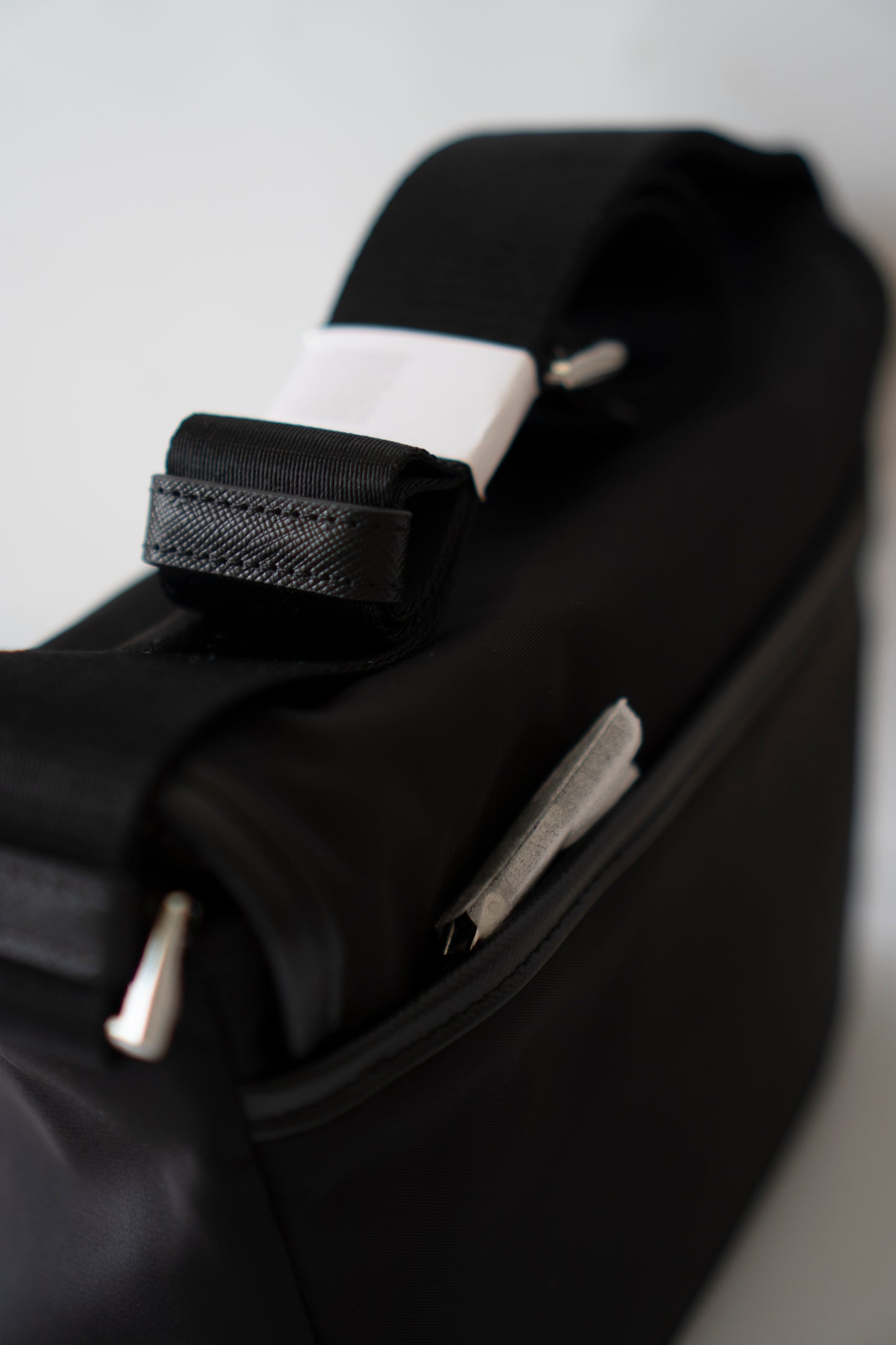 Re-Nylon Messenger Bag in Black