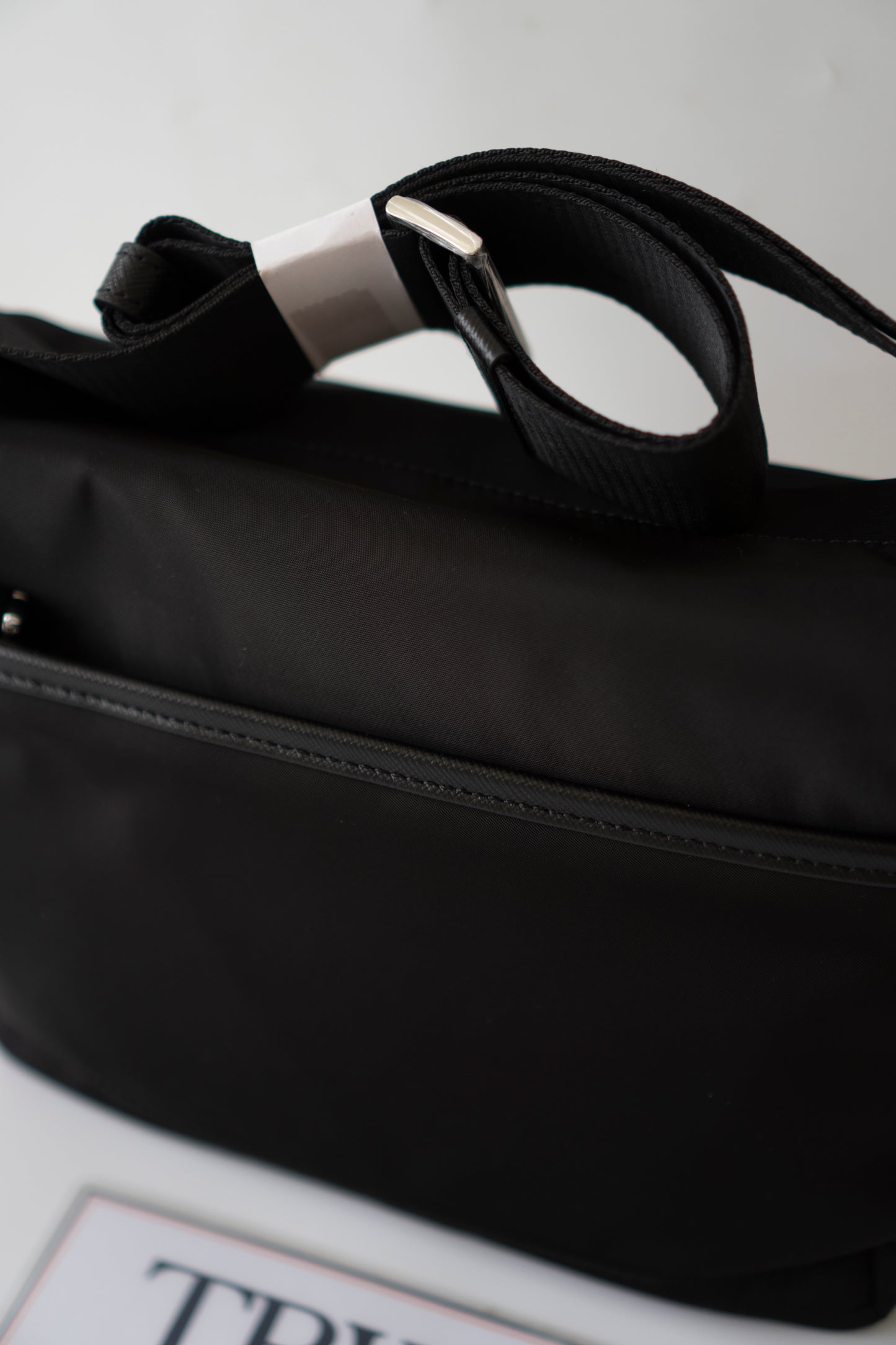 Re-Nylon Messenger Bag in Black