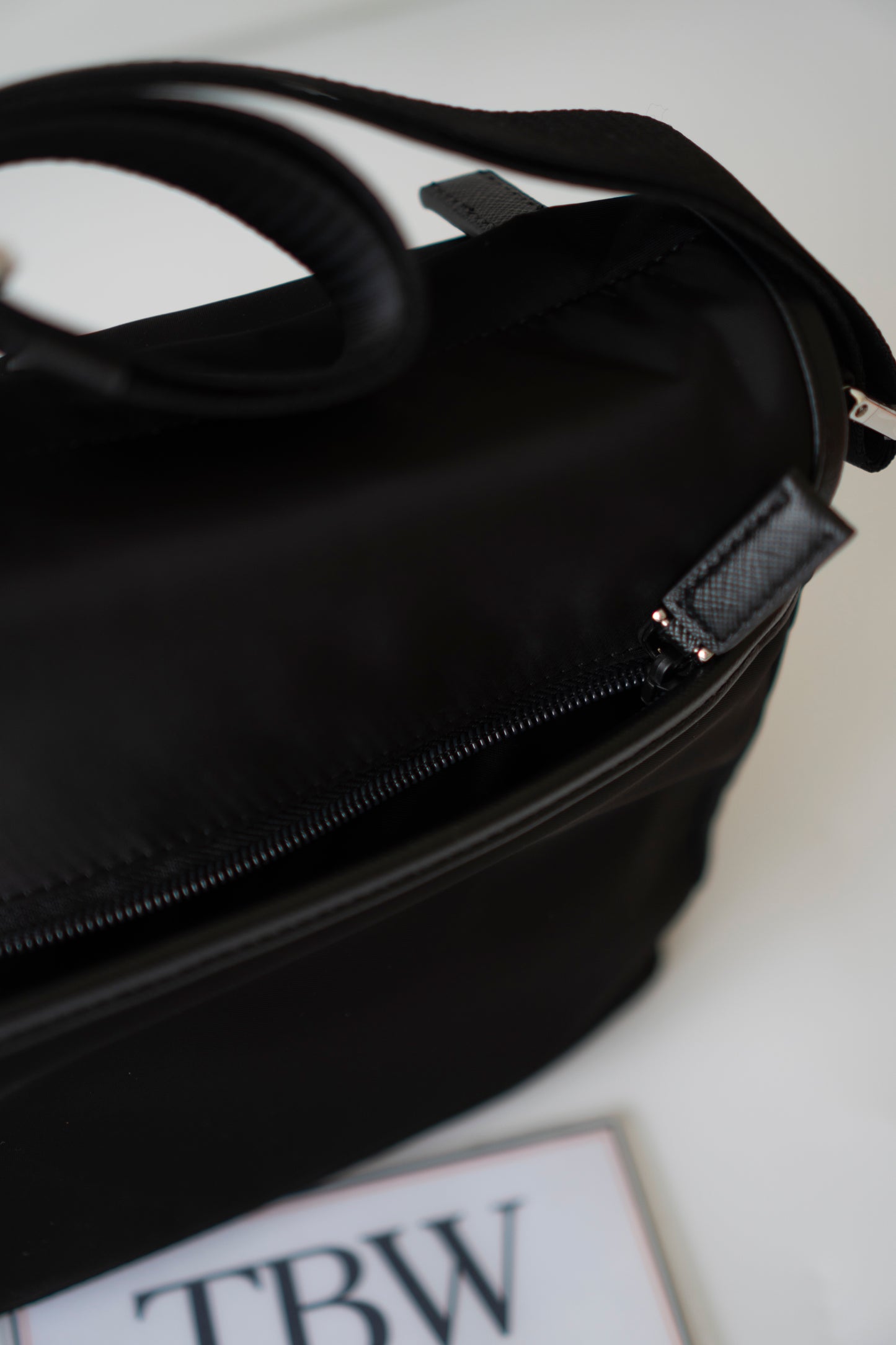 Re-Nylon Messenger Bag in Black