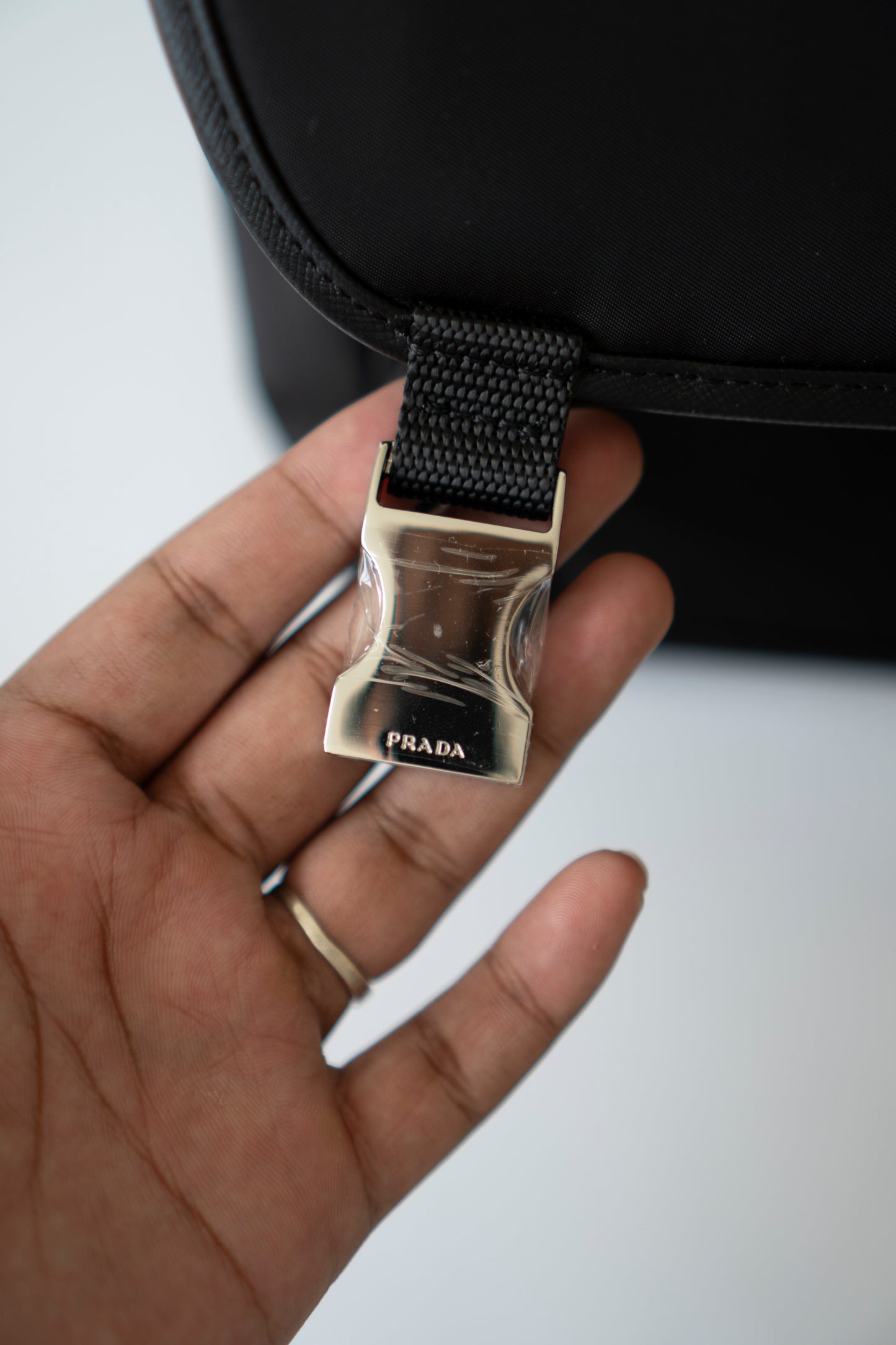 Re-Nylon Messenger Bag in Black