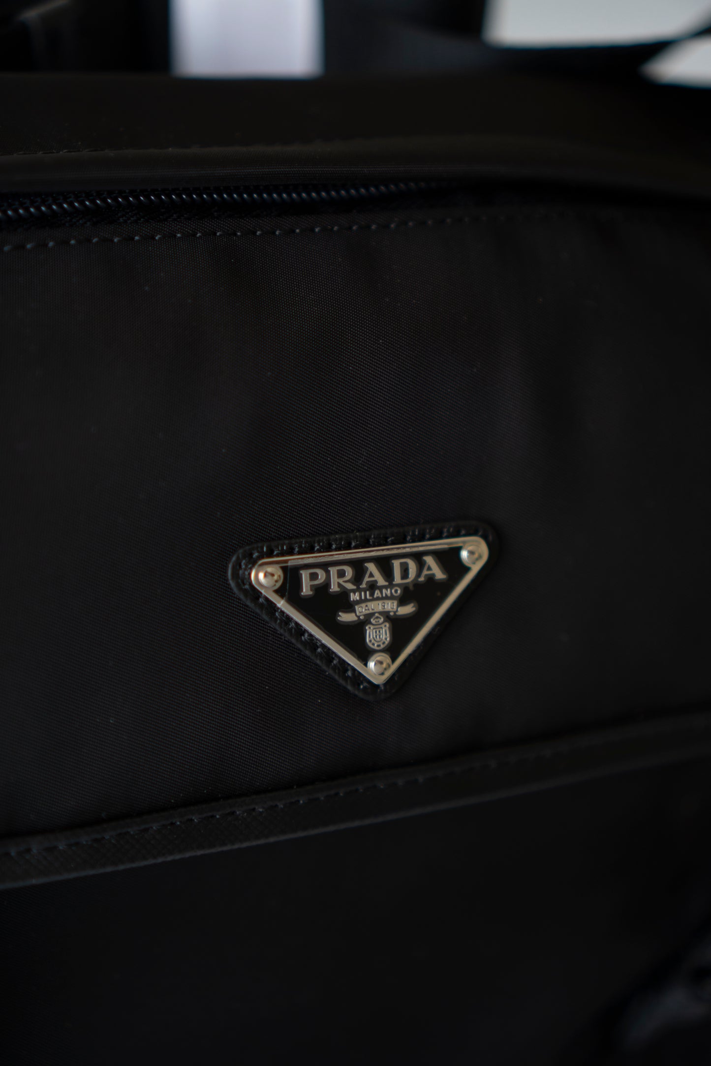 Re-Nylon Messenger Bag in Black