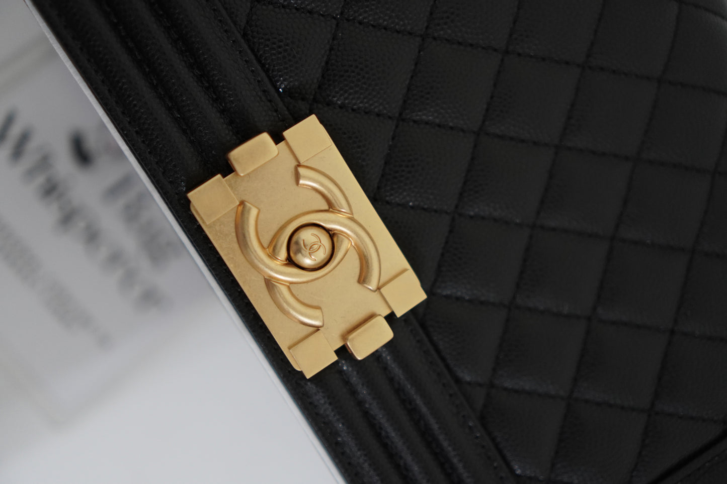 Le Boy in Old Medium Black Chevron Caviar with Brush Gold Hardware