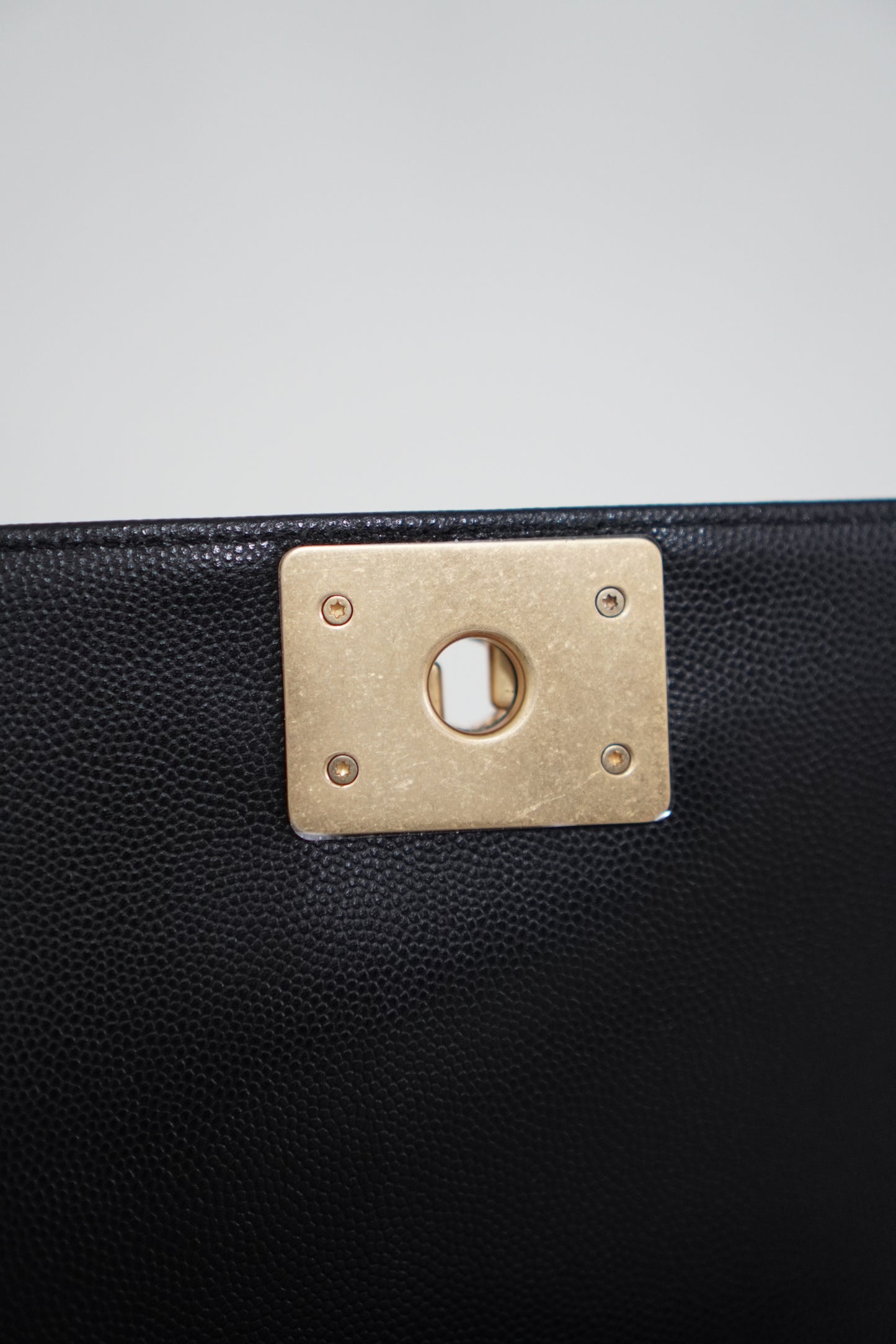 Le Boy in Old Medium Black Chevron Caviar with Brush Gold Hardware
