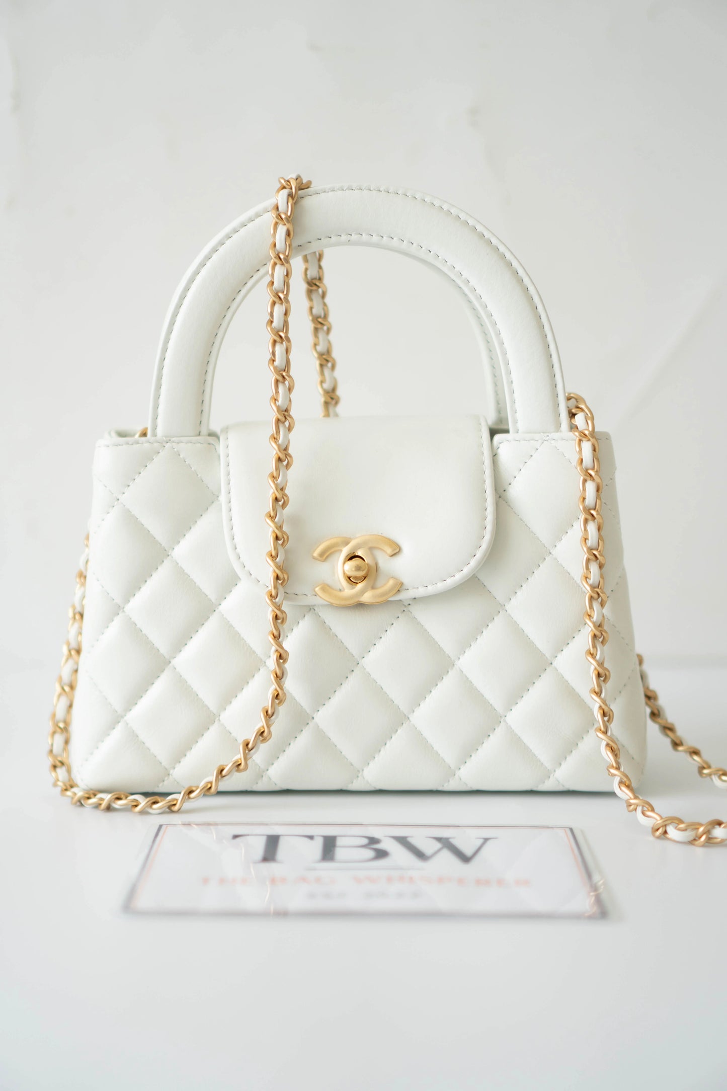 CC Kelly – White Quilted Leather with Gold Hardware