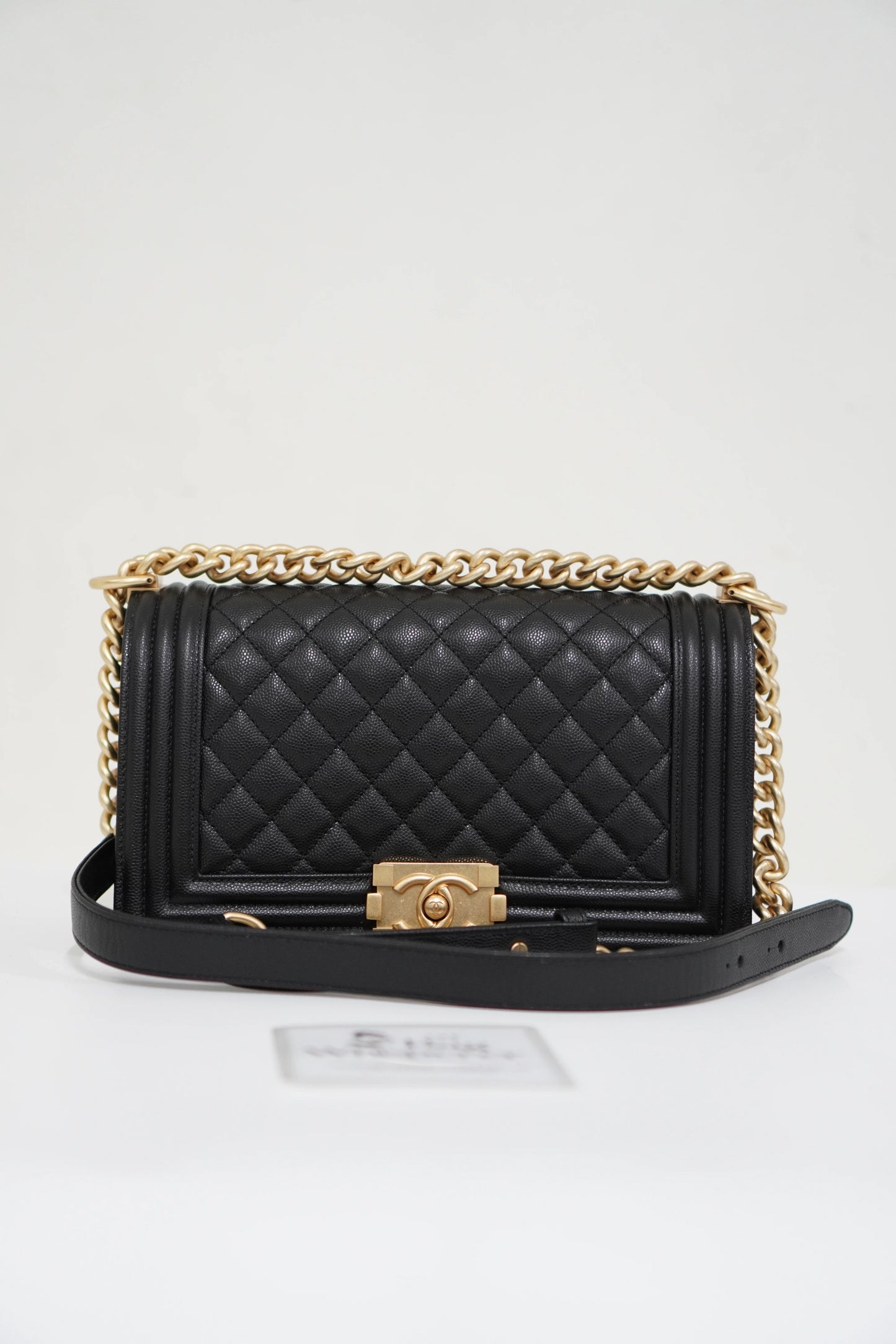 Le Boy in Old Medium Black Chevron Caviar with Brush Gold Hardware