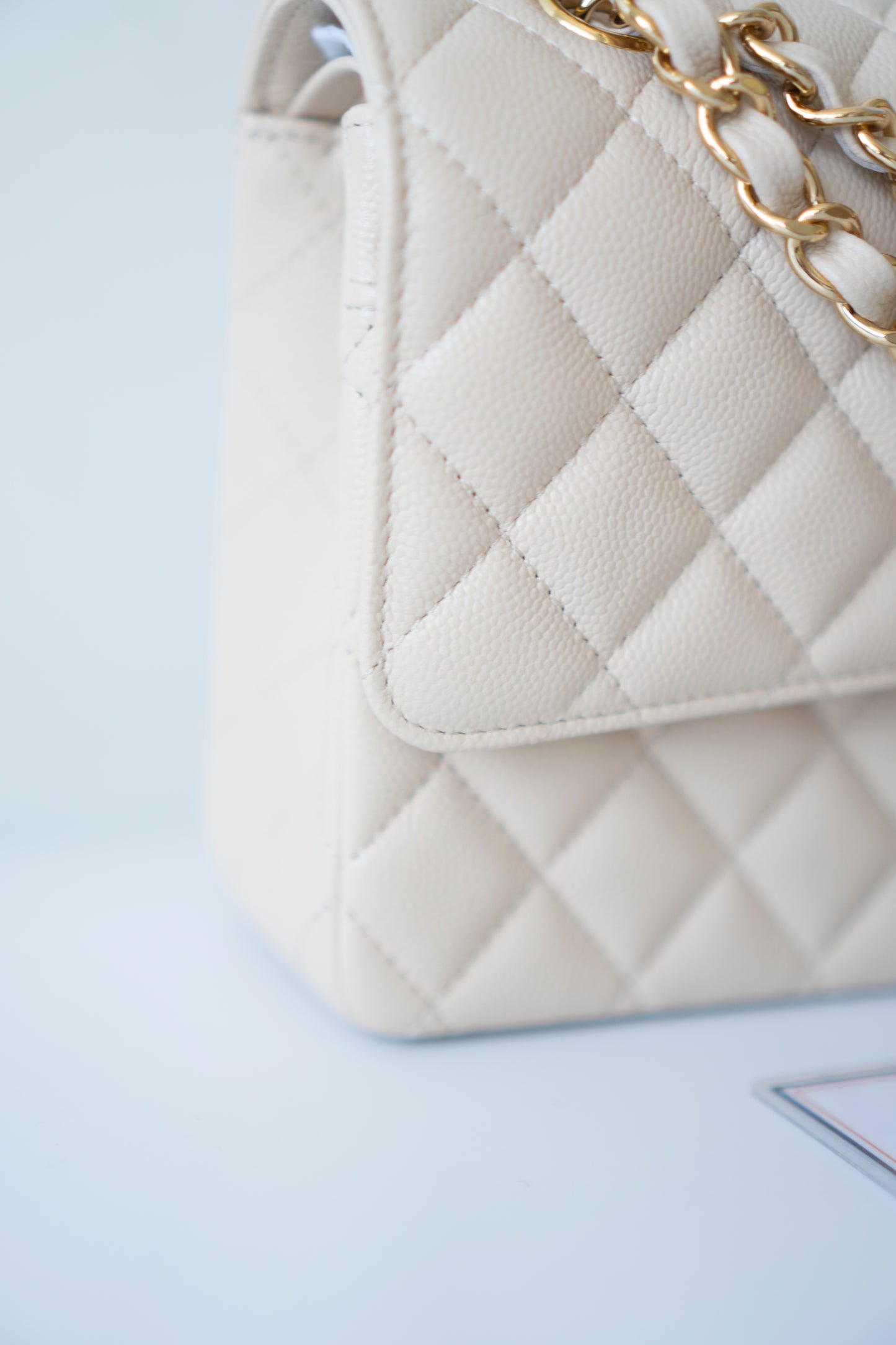 Classic Flap Medium in Light Beige Caviar Leather