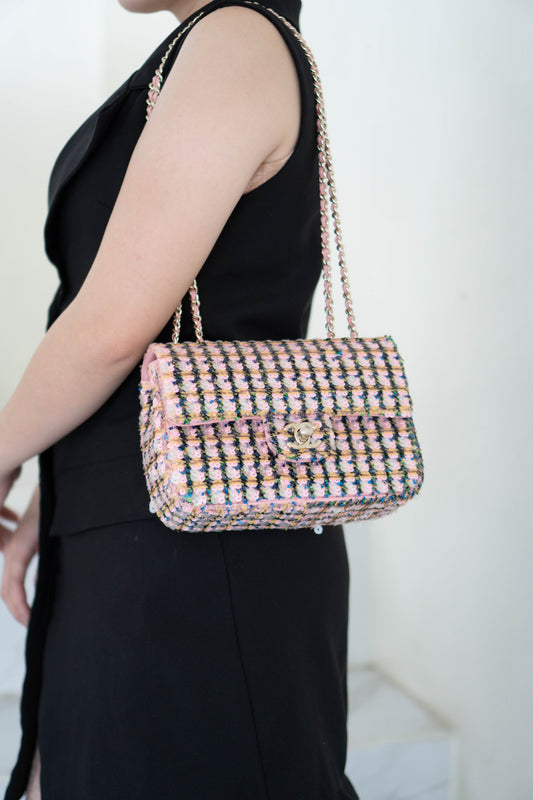 Sequin Flap Bag – Multicolor with Silver Hardware