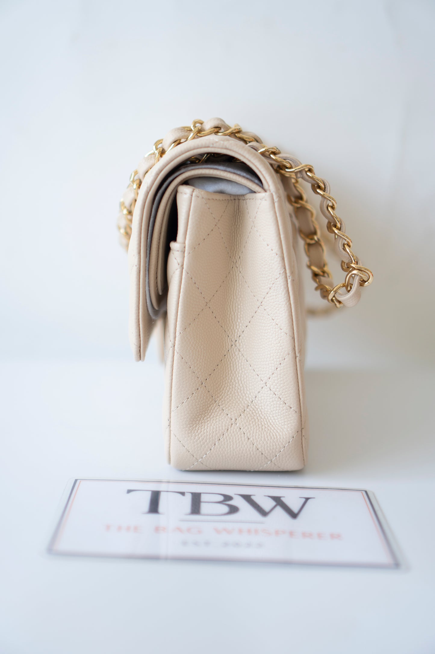 Classic Flap Medium in Light Beige Caviar Leather