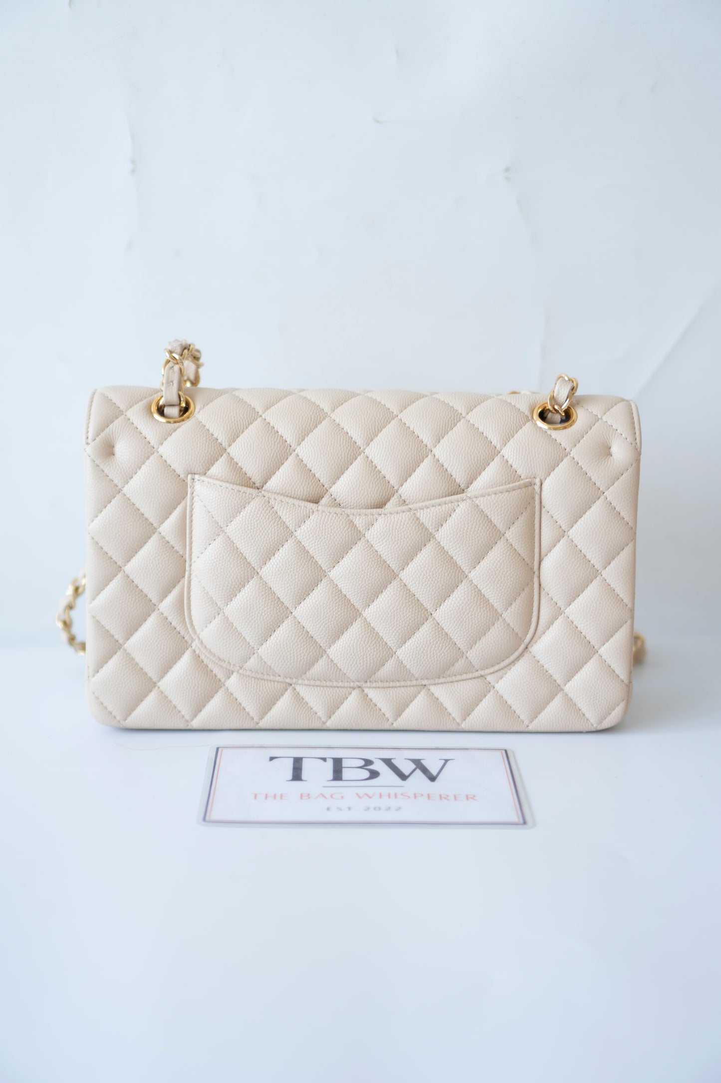 Classic Flap Medium in Light Beige Caviar Leather