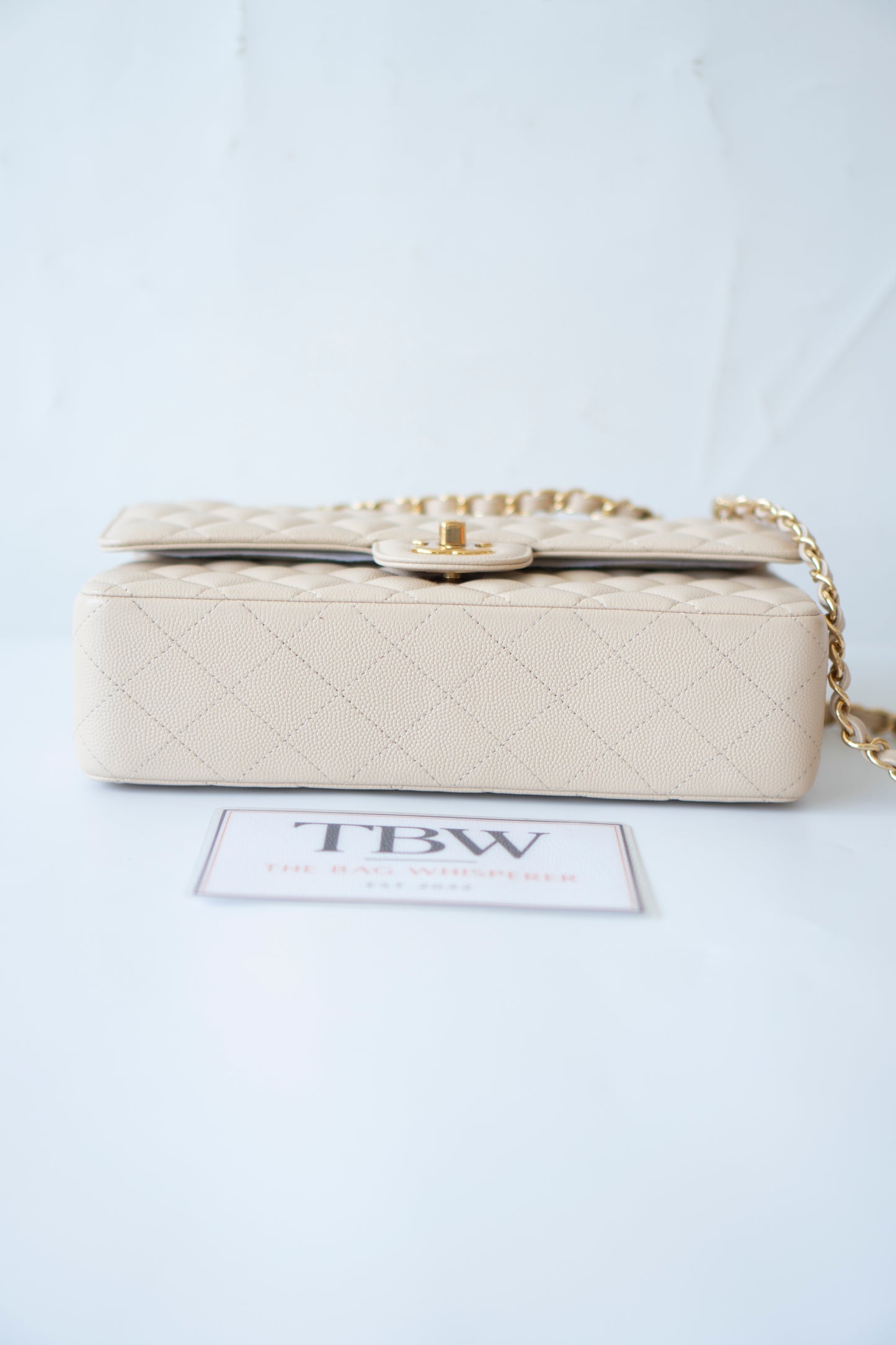 Classic Flap Medium in Light Beige Caviar Leather