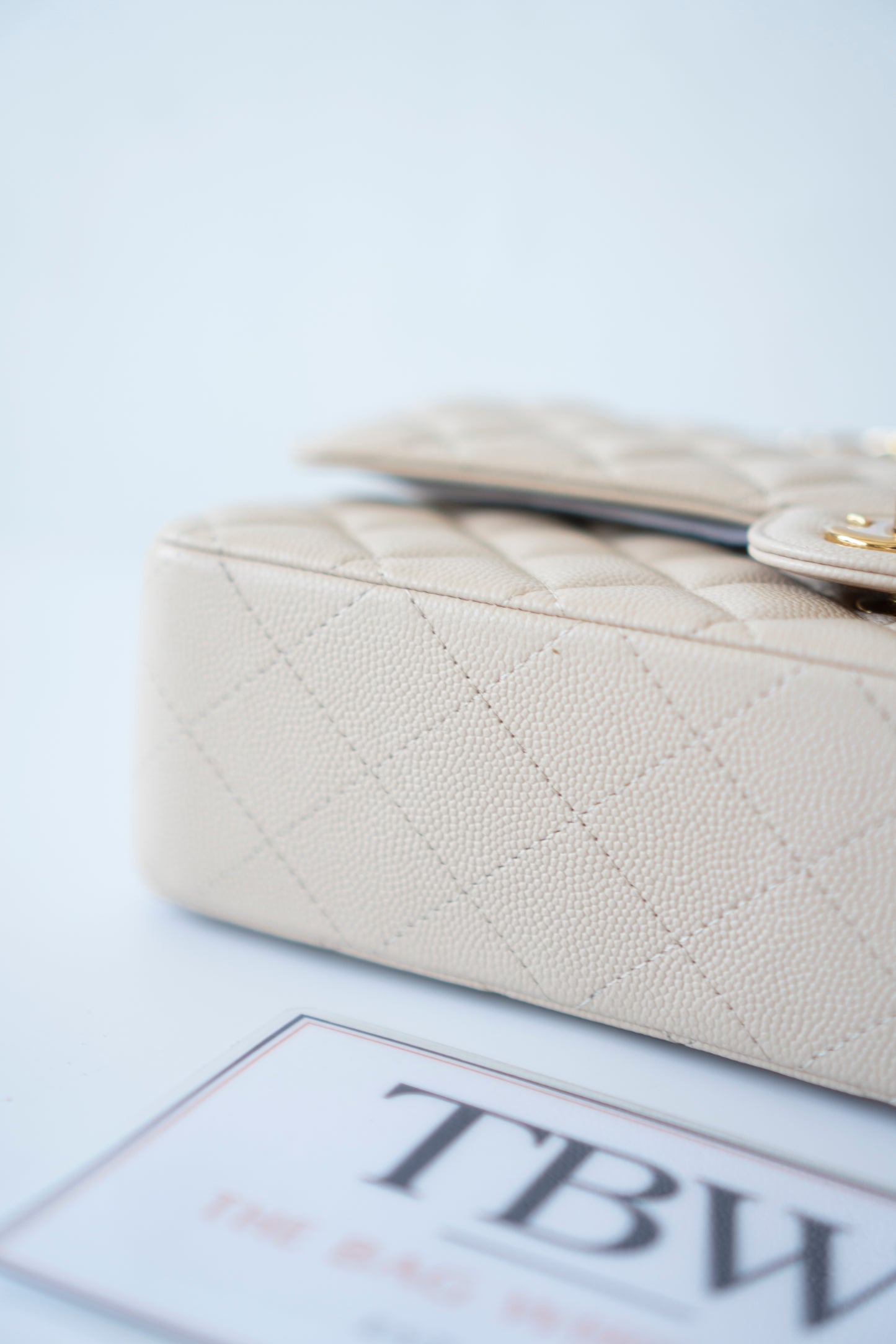 Classic Flap Medium in Light Beige Caviar Leather
