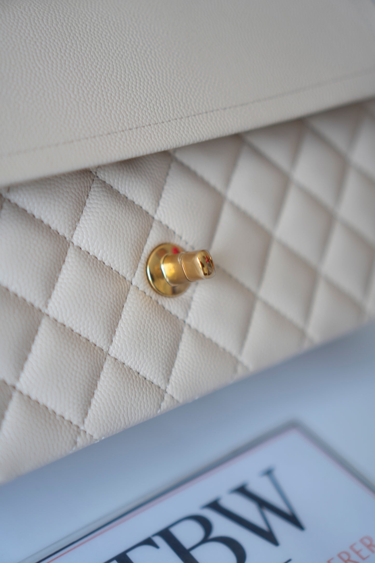 Classic Flap Medium in Light Beige Caviar Leather