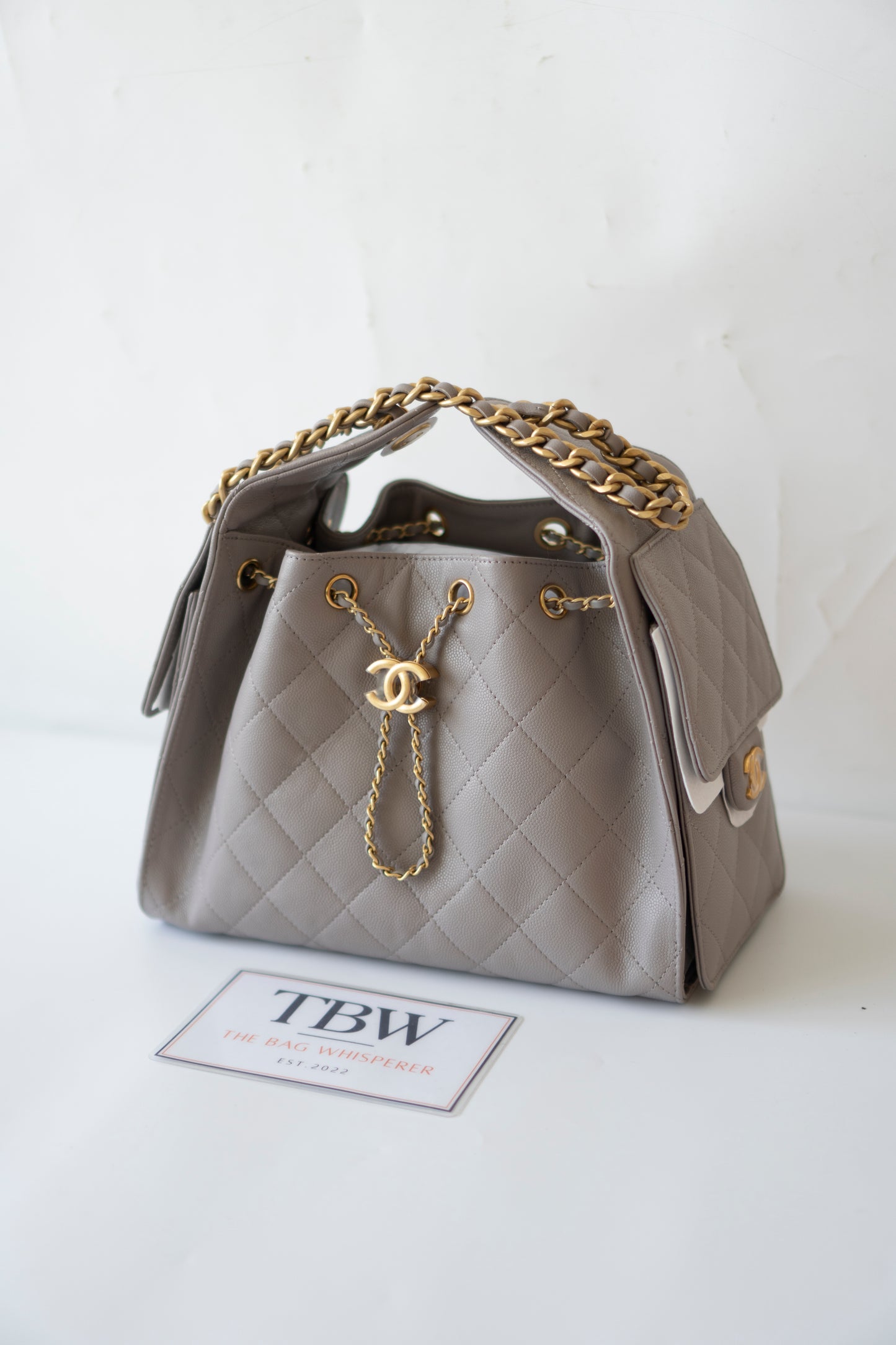 C25 Small Hobo Bag – Grey Caviar with Puple Undertone And Antique Gold Hardware