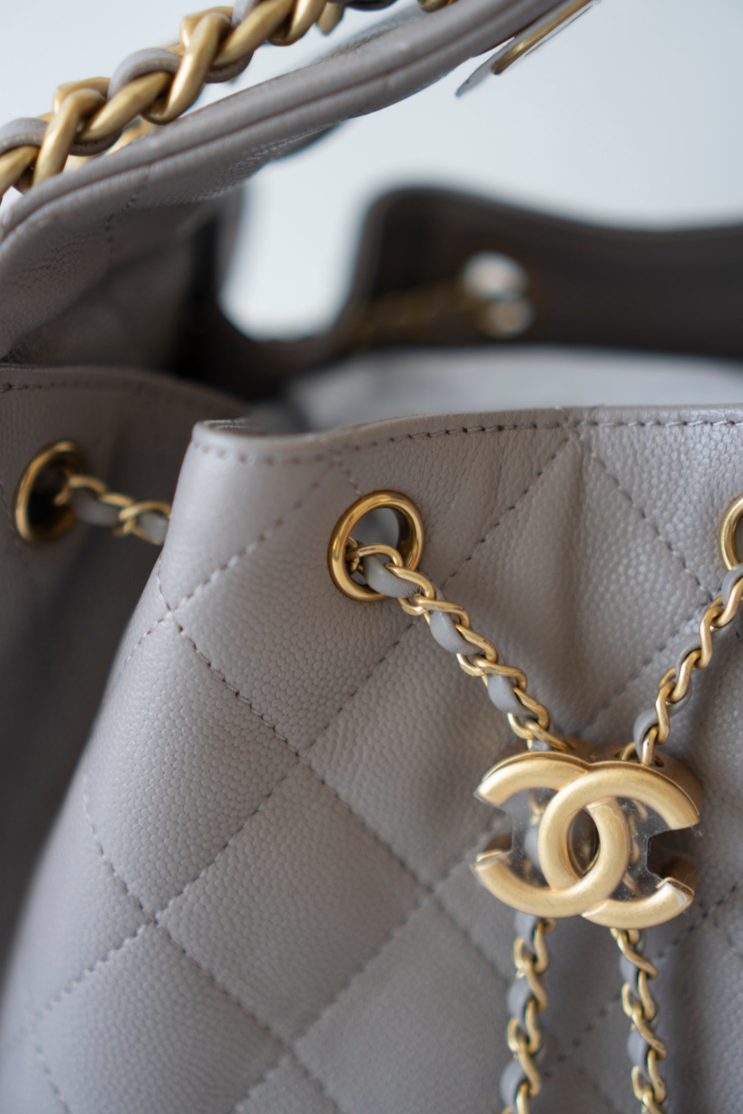 C25 Small Hobo Bag – Grey Caviar with Puple Undertone And Antique Gold Hardware