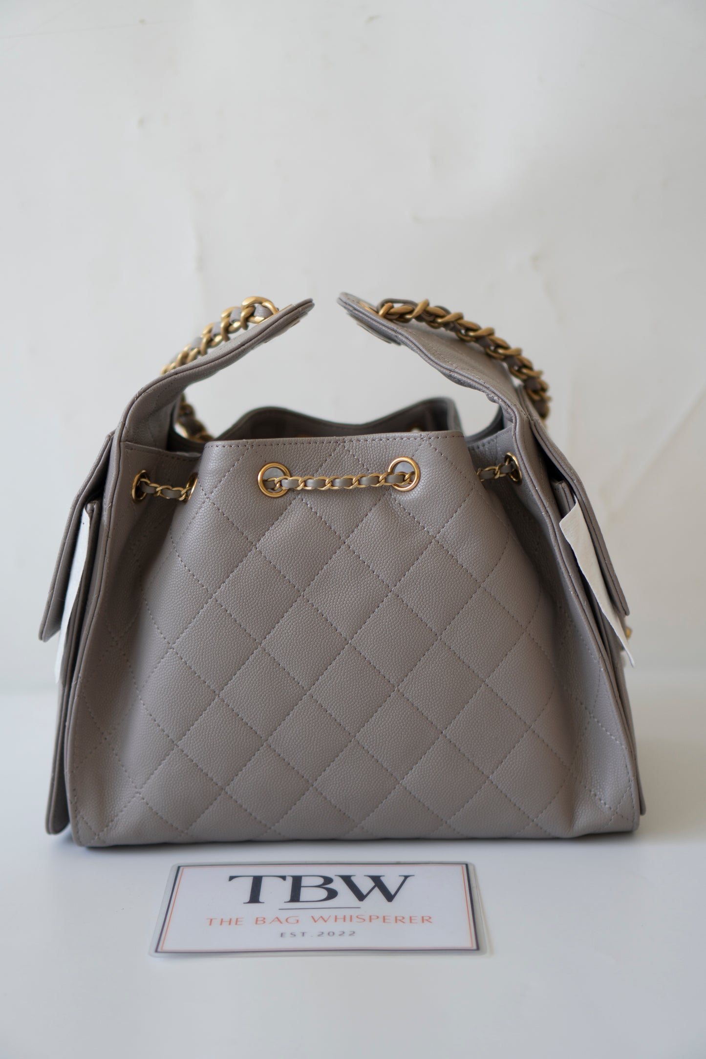C25 Small Hobo Bag – Grey Caviar with Puple Undertone And Antique Gold Hardware