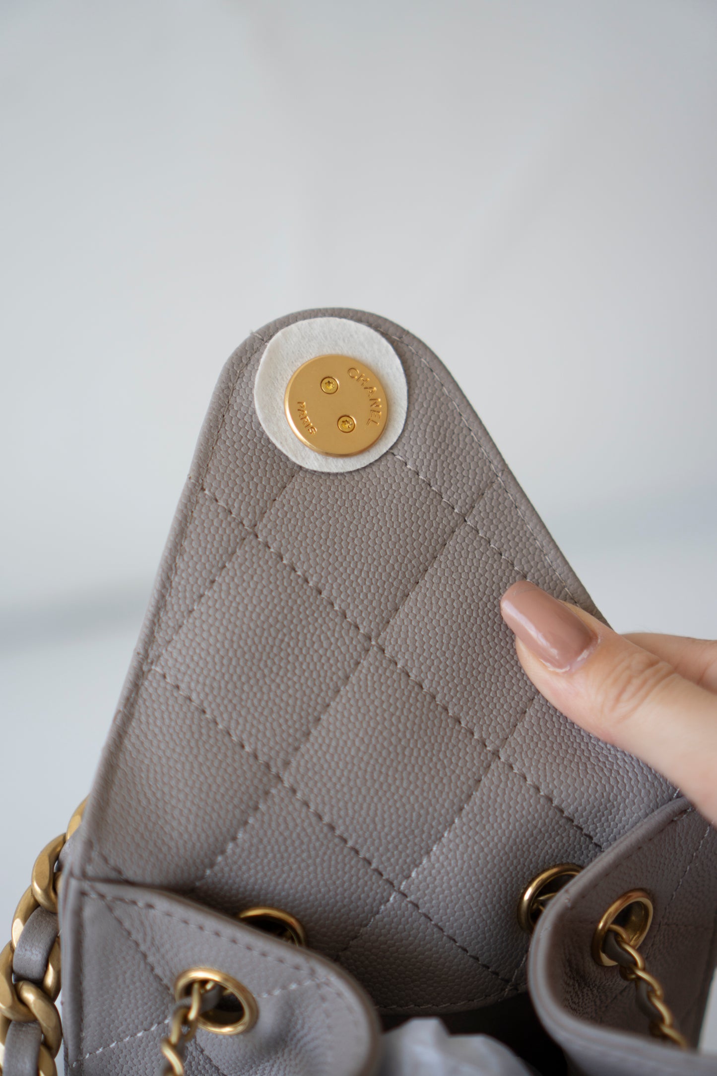 C25 Small Hobo Bag – Grey Caviar with Puple Undertone And Antique Gold Hardware