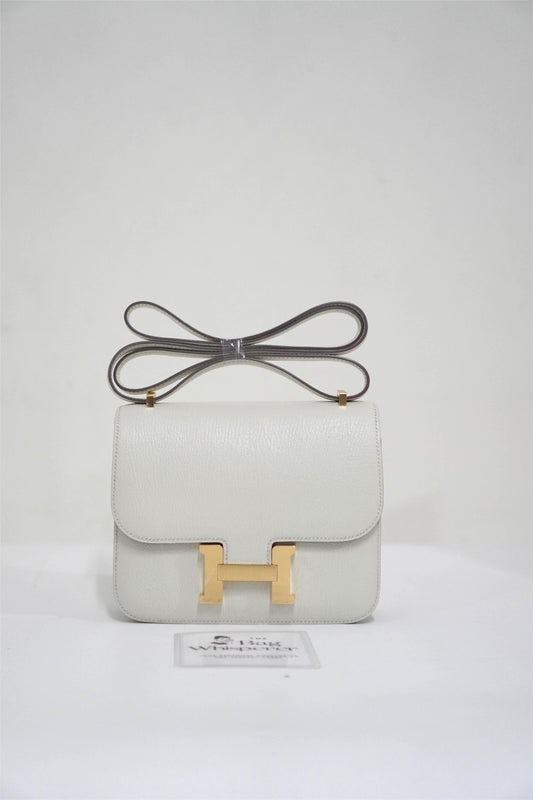 Mini Constance 18 in Mushroom and Biscuit Chèvre Leather