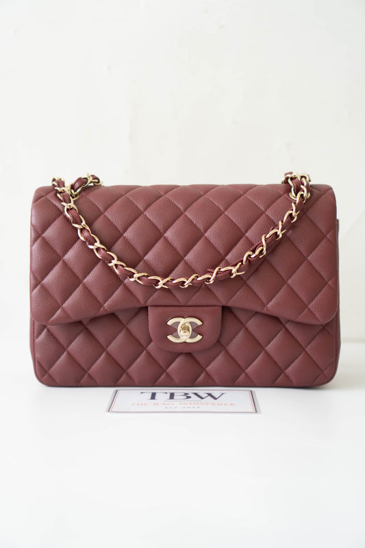Classic Flap Jumbo – Burgundy Quilted Leather with Gold Hardware