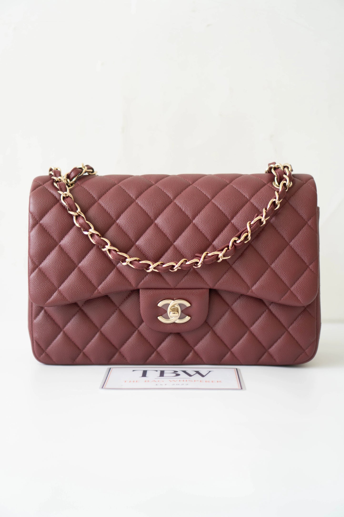 Classic Flap Jumbo – Burgundy Quilted Leather with Gold Hardware