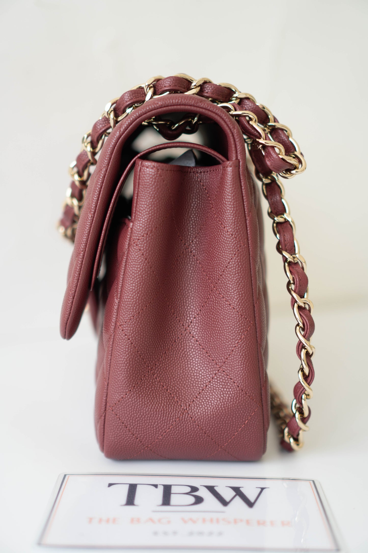 Classic Flap Jumbo – Burgundy Quilted Leather with Gold Hardware
