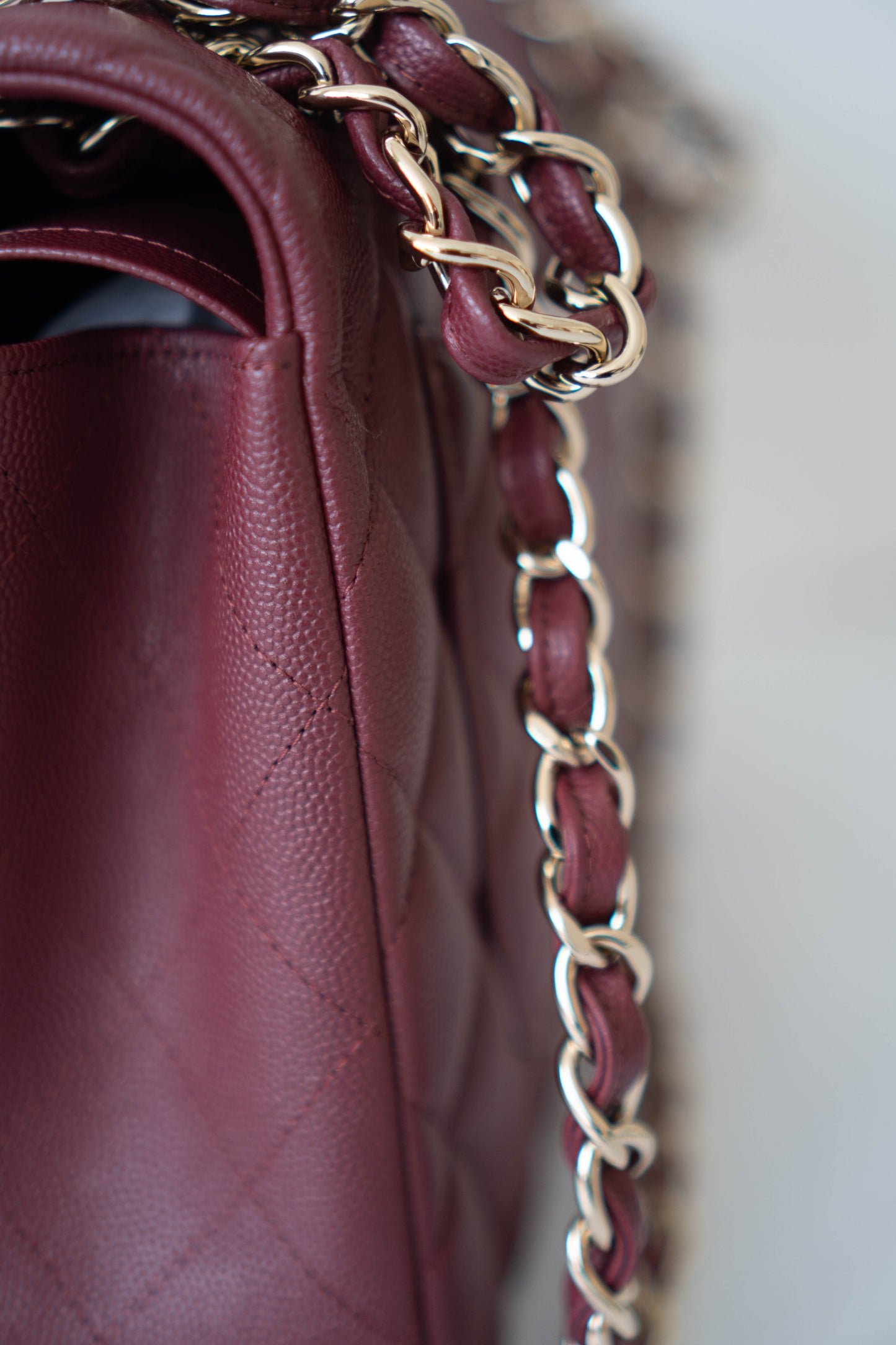 Classic Flap Jumbo – Burgundy Quilted Leather with Gold Hardware