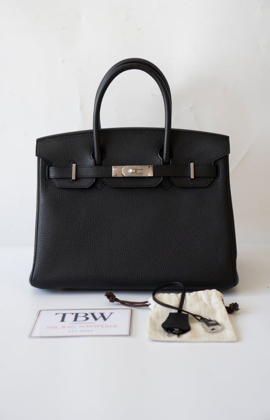 Birkin 30 – Noir Togo Leather With Intricate Natural Veining, Palladium Hardware