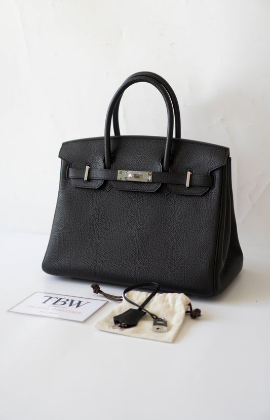 Birkin 30 – Noir Togo Leather With Intricate Natural Veining, Palladium Hardware