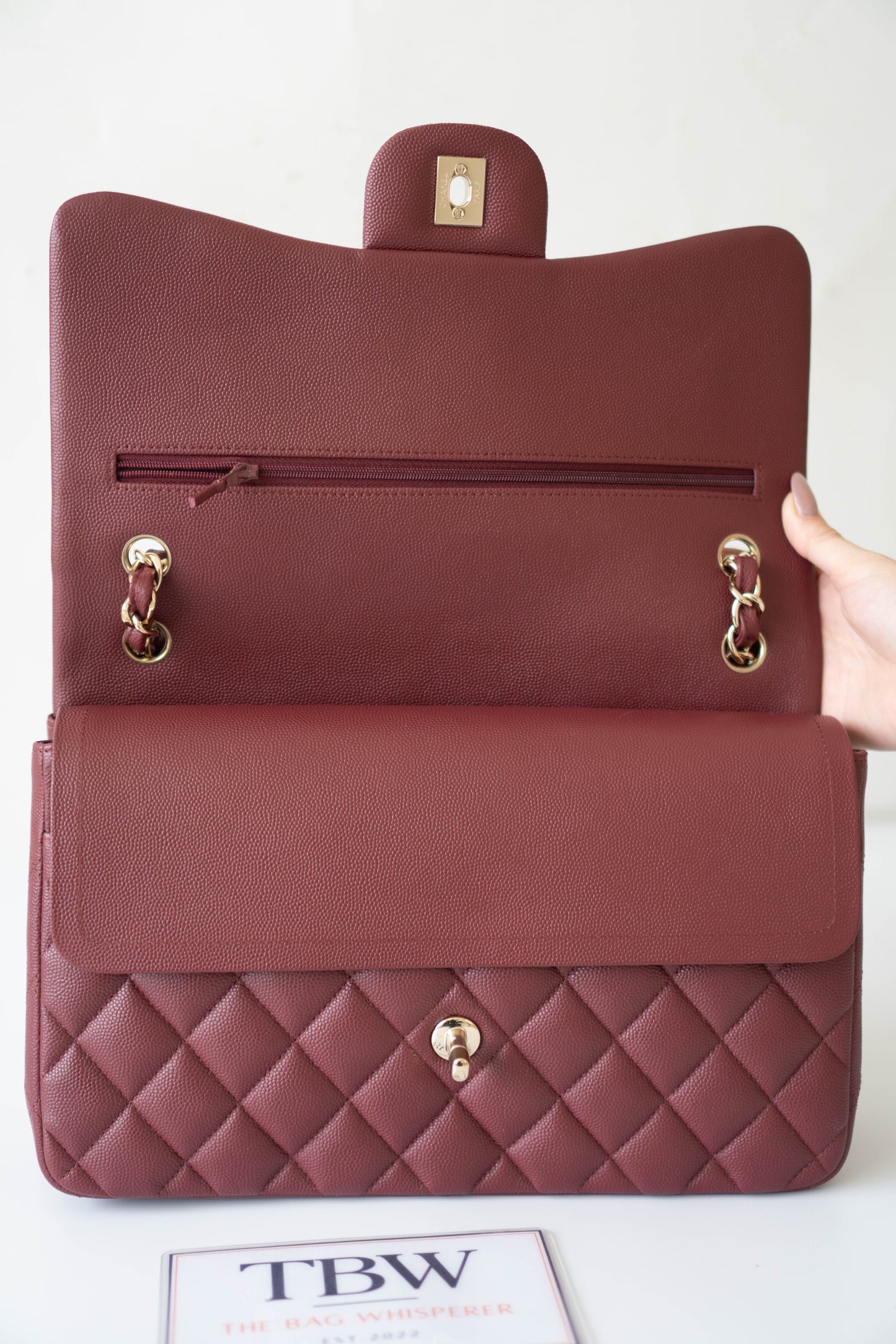 Classic Flap Jumbo – Burgundy Quilted Leather with Gold Hardware