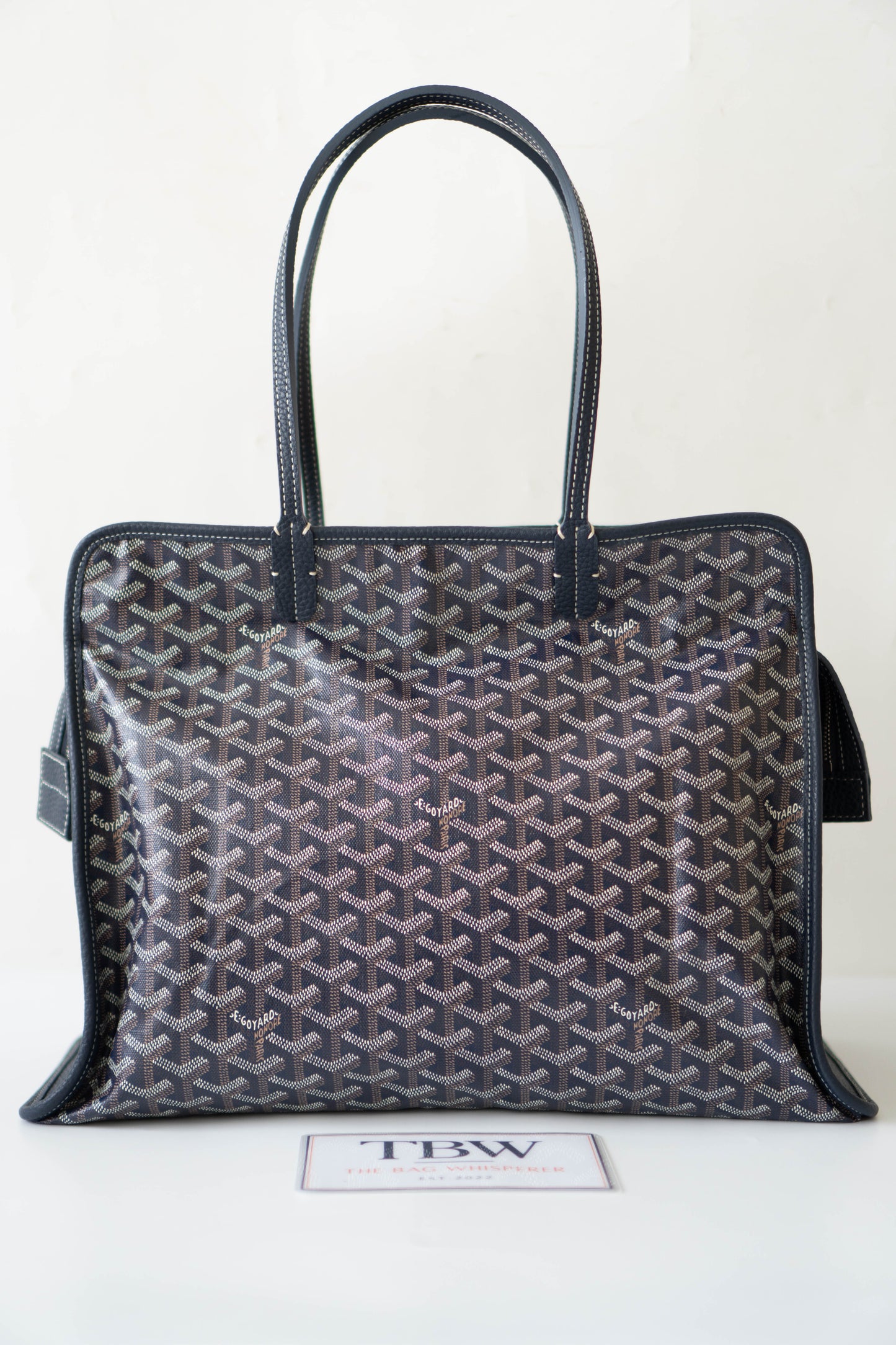 Sac Hardy PM – Navy Blue Canvas with Leather Trim
