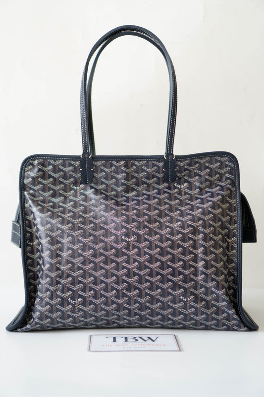 Sac Hardy PM – Navy Blue Canvas with Leather Trim