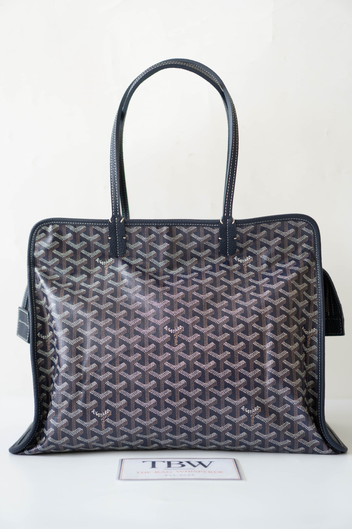 Sac Hardy PM – Navy Blue Canvas with Leather Trim