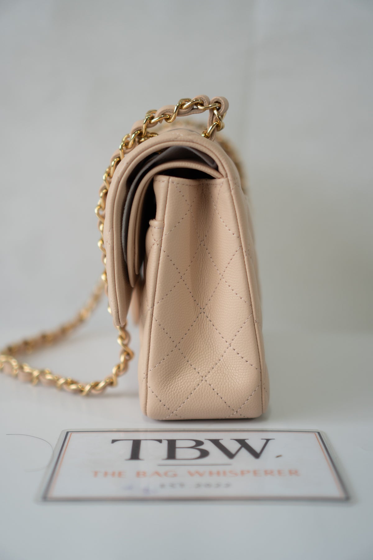 Classic Medium Flap Bag C25 – Beige Caviar Leather with Gold Hardware