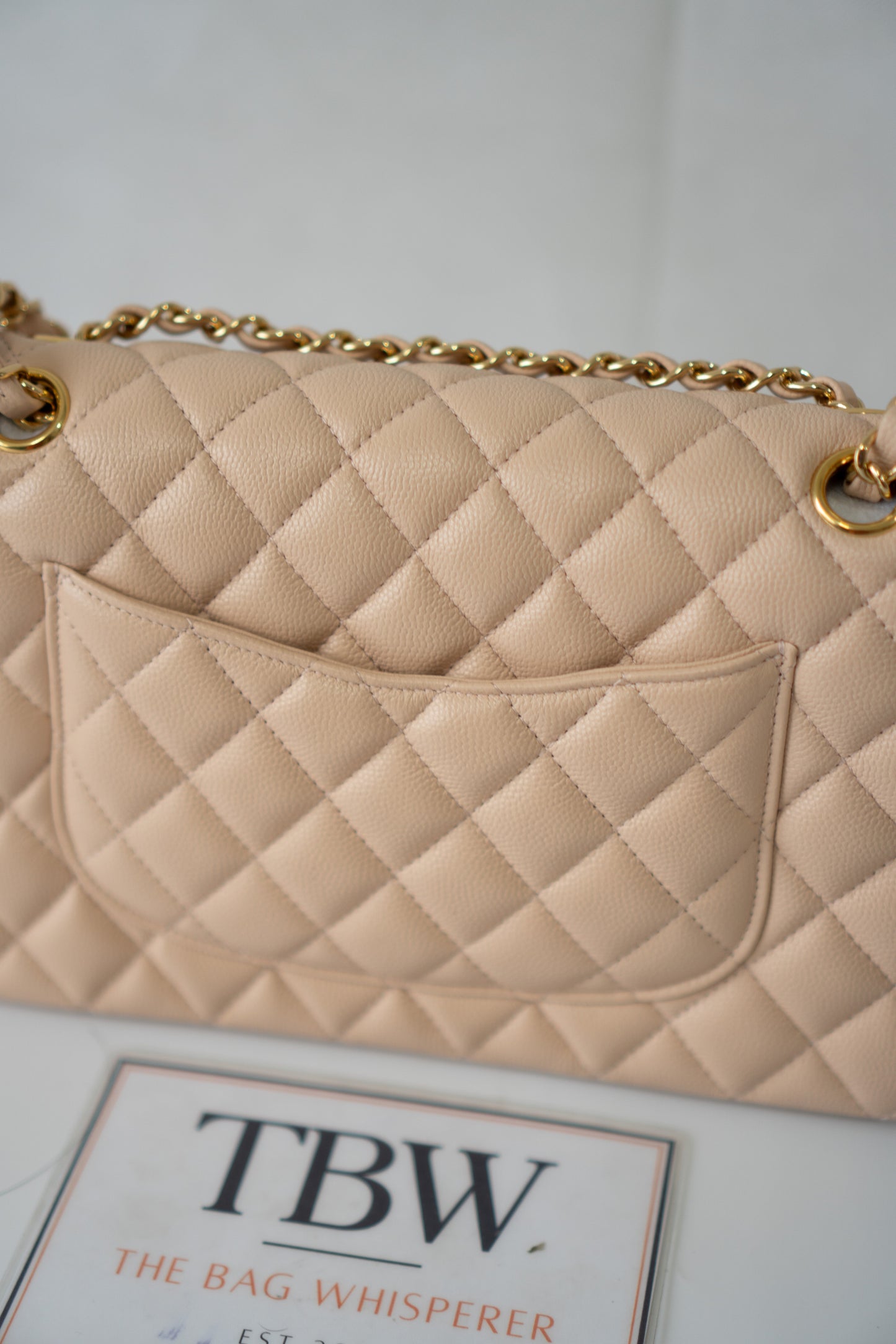 Classic Medium Flap Bag C25 – Beige Caviar Leather with Gold Hardware