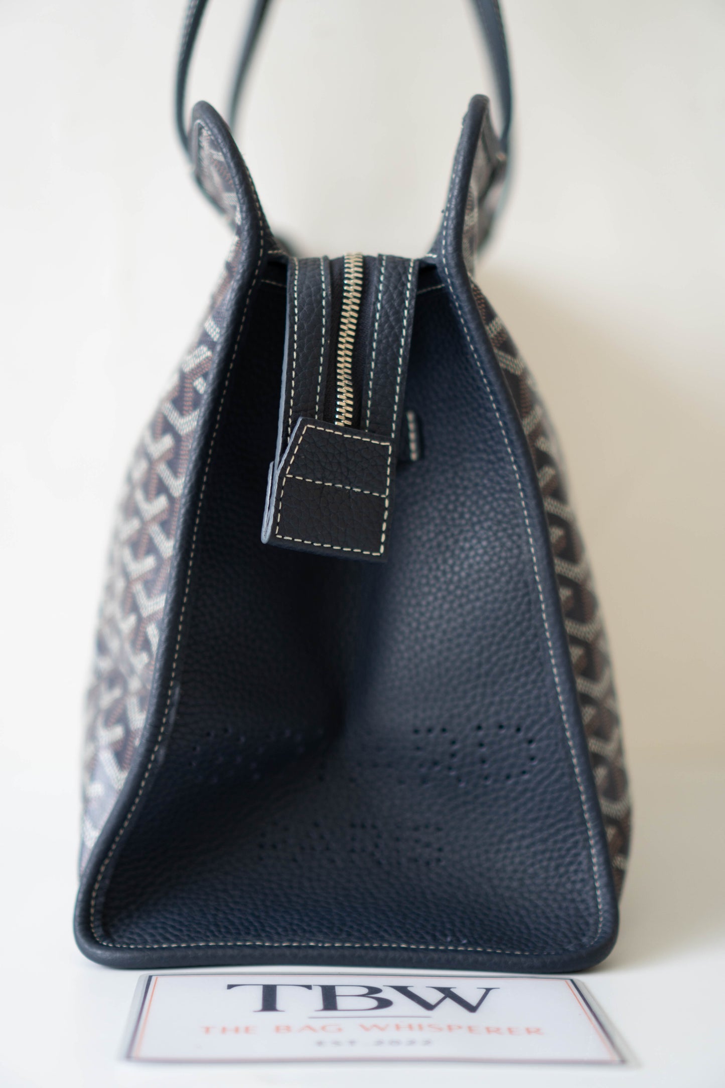 Sac Hardy PM – Navy Blue Canvas with Leather Trim