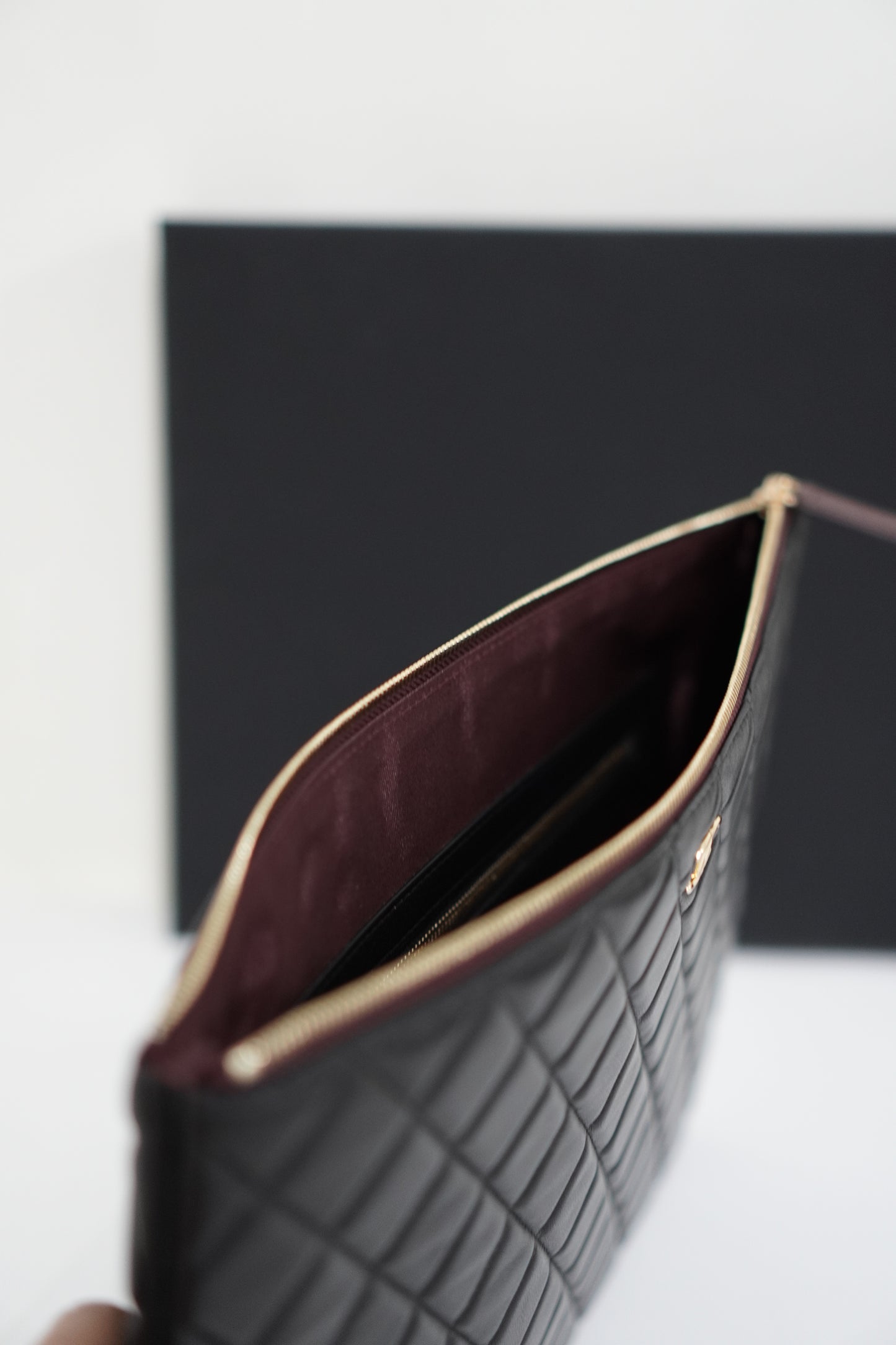 Le Boy Clutch Bag in Black Caviar Leather