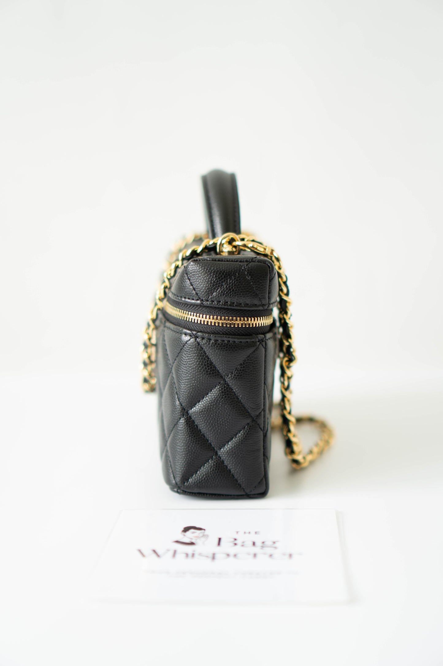 Vanity Case Mini – Black Caviar with Gold Hardware
