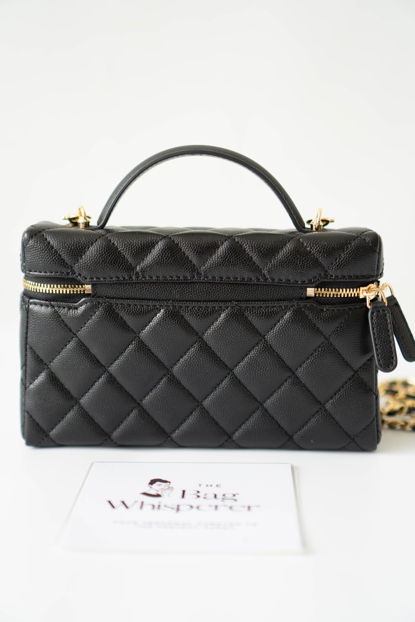 Vanity Case Mini – Black Caviar with Gold Hardware