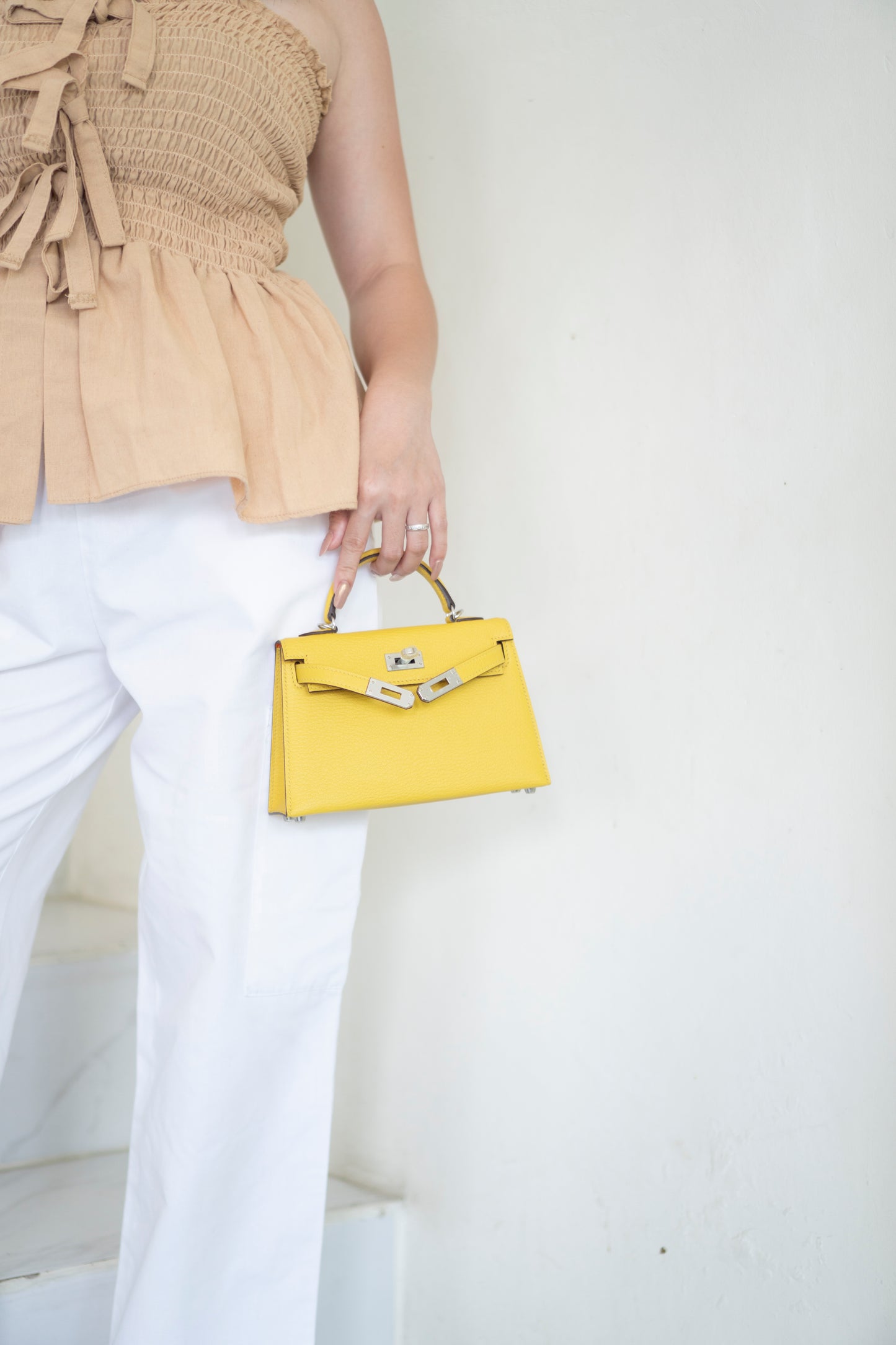 Mini KL II Sellier 20 Verso – Jaune de Naples Chèvre Mysore with Palladium Hardware