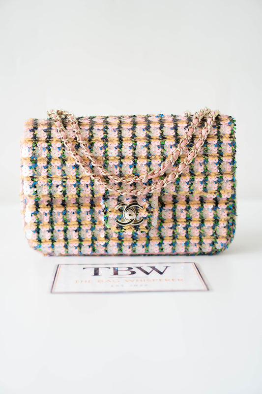 Sequin Flap Bag – Multicolor with Silver Hardware