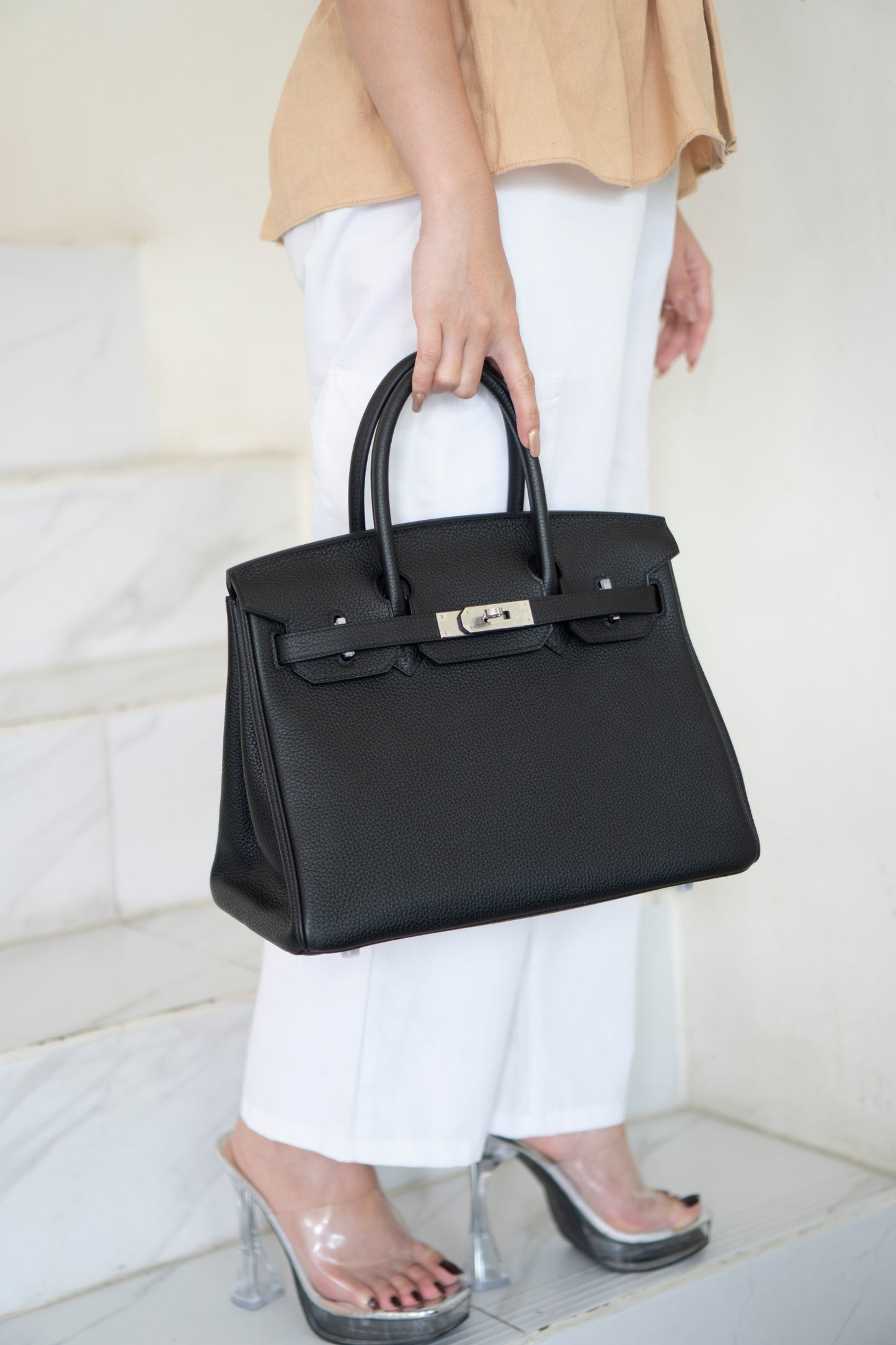 Birkin 30 – Noir Togo Leather With Intricate Natural Veining, Palladium Hardware