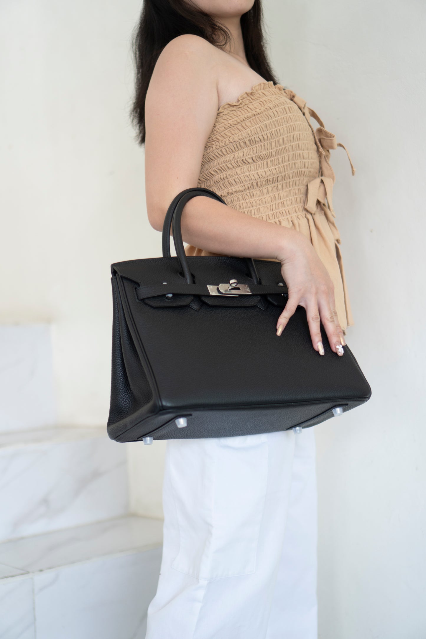 Birkin 30 – Noir Togo Leather With Intricate Natural Veining, Palladium Hardware