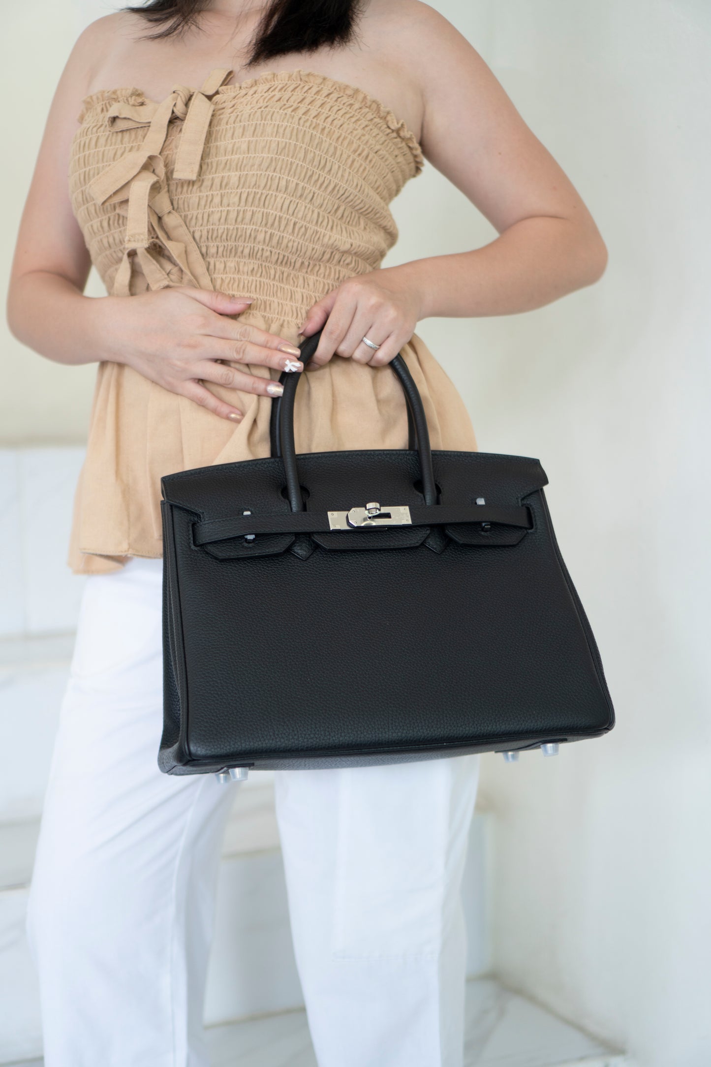 Birkin 30 – Noir Togo Leather With Intricate Natural Veining, Palladium Hardware