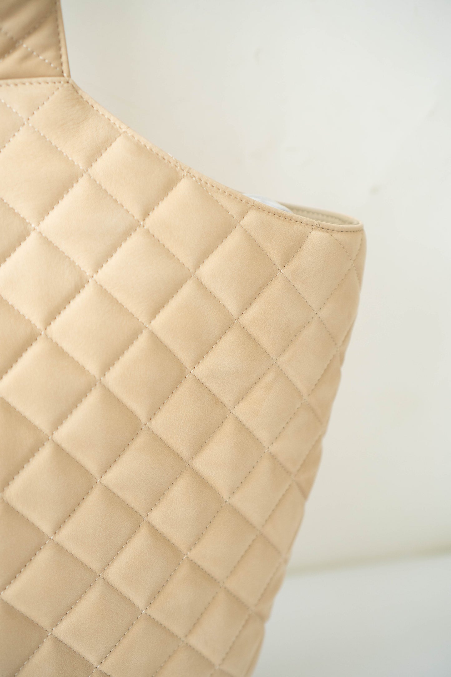 Icare Maxi Shopping Tote – Nubuck Suede in Beige with Gold Hardware