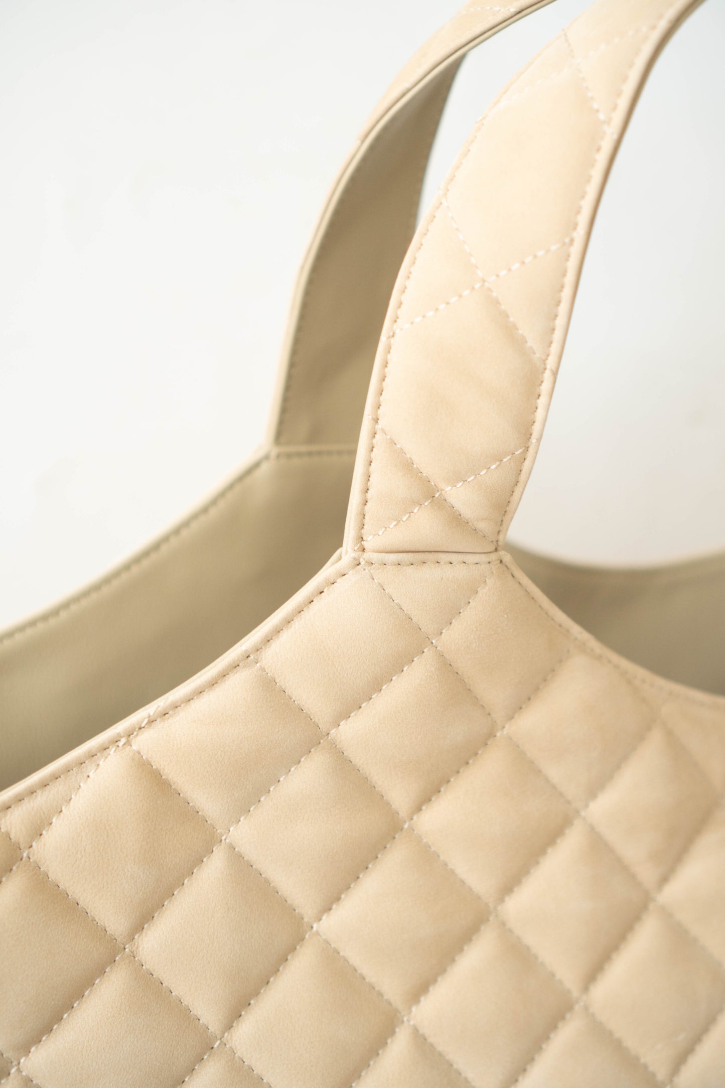 Icare Maxi Shopping Tote – Nubuck Suede in Beige with Gold Hardware