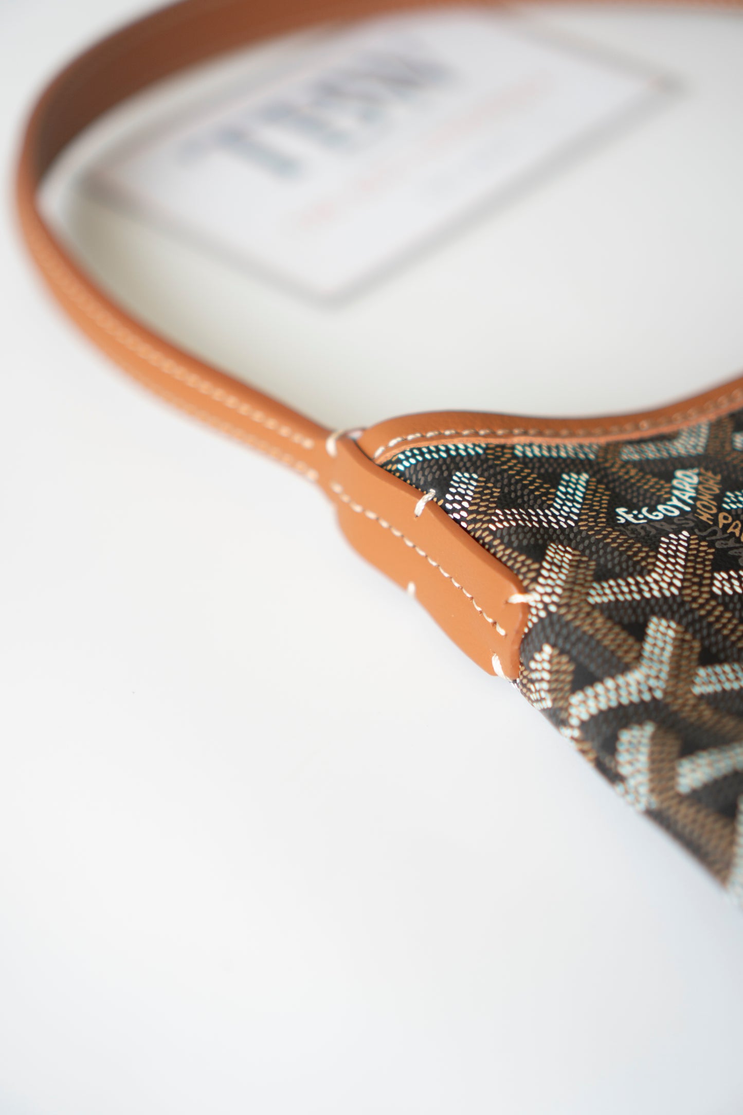 Bohème Mini Hobo Bag – Black &amp; Tan Goyardine Canvas with Tan Leather Trim
