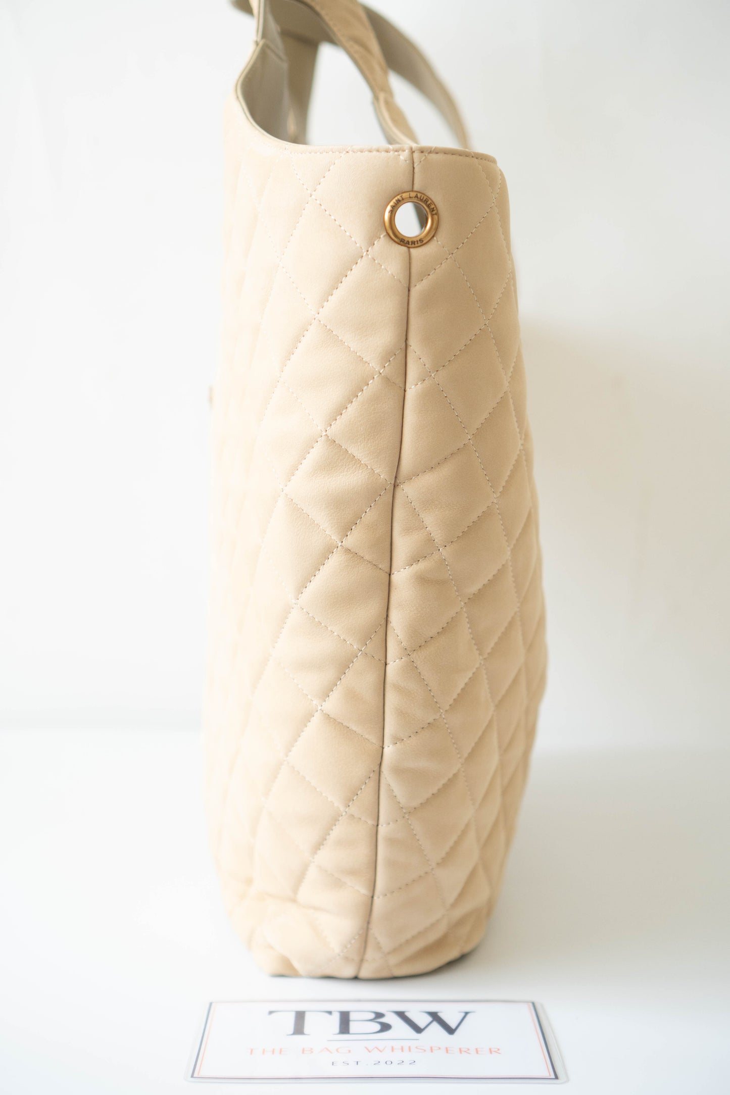 Icare Maxi Shopping Tote – Nubuck Suede in Beige with Gold Hardware