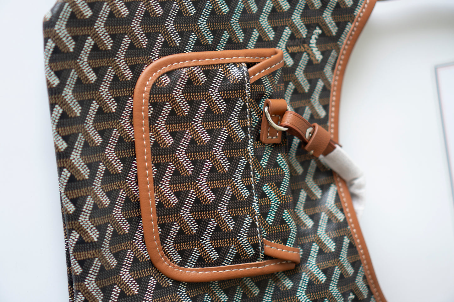 Bohème Mini Hobo Bag – Black &amp; Tan Goyardine Canvas with Tan Leather Trim