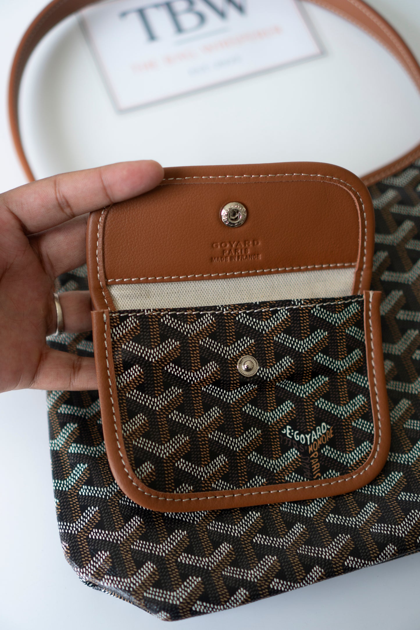 Bohème Mini Hobo Bag – Black &amp; Tan Goyardine Canvas with Tan Leather Trim