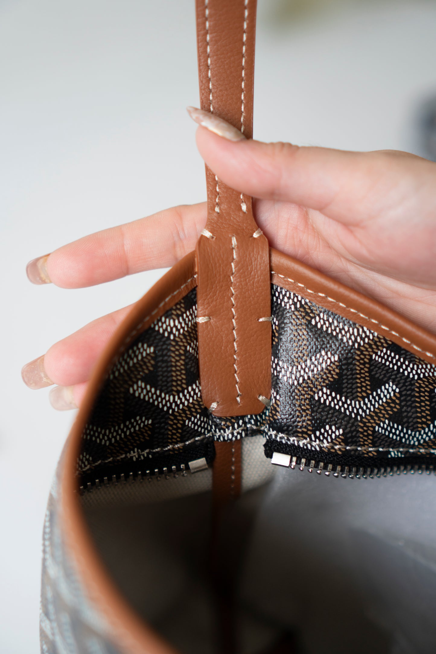 Bohème Mini Hobo Bag – Black &amp; Tan Goyardine Canvas with Tan Leather Trim