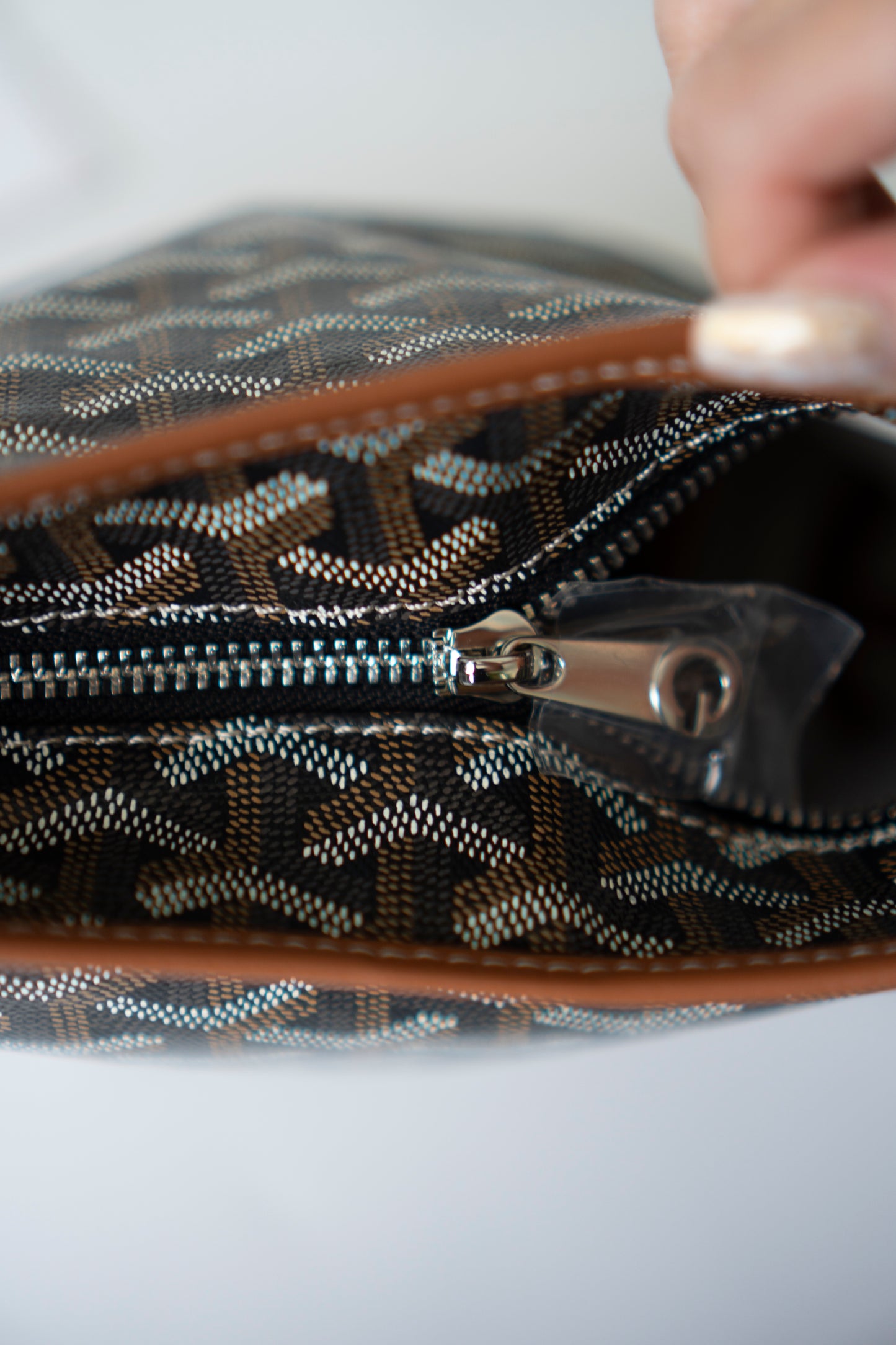 Bohème Mini Hobo Bag – Black &amp; Tan Goyardine Canvas with Tan Leather Trim